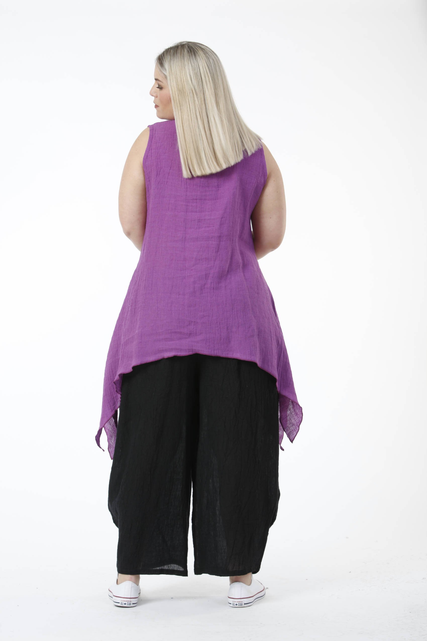  A-Form Top von AKH Fashion aus Leinen, 0581.01975, Lila, Schick, Modern, Bequem