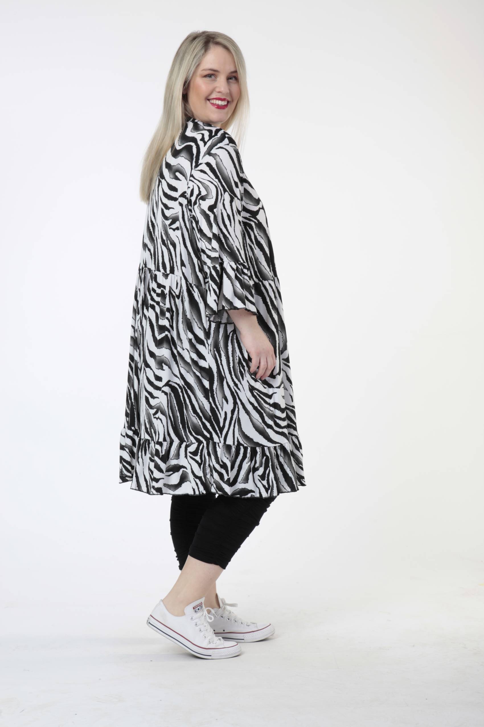  Kleid von AKH Fashion aus Materialmix, 0601.06674, Weiß-Schwarz-Grau, Zebra, Ausgefallen