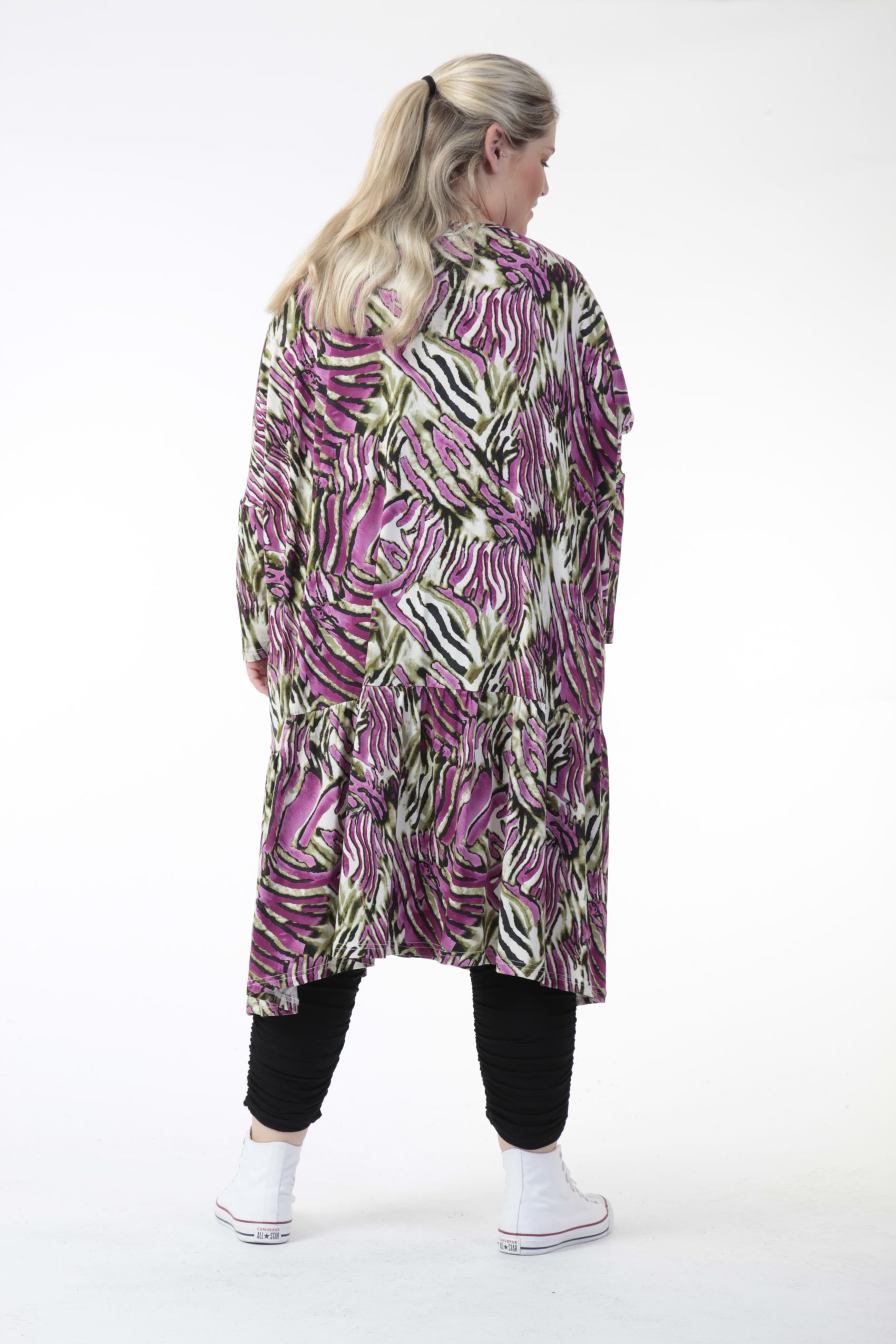  Bigshirt von AKH Fashion aus Viskose in gerader Form, 0733.06363, Natur-Lila, Schick, Modern