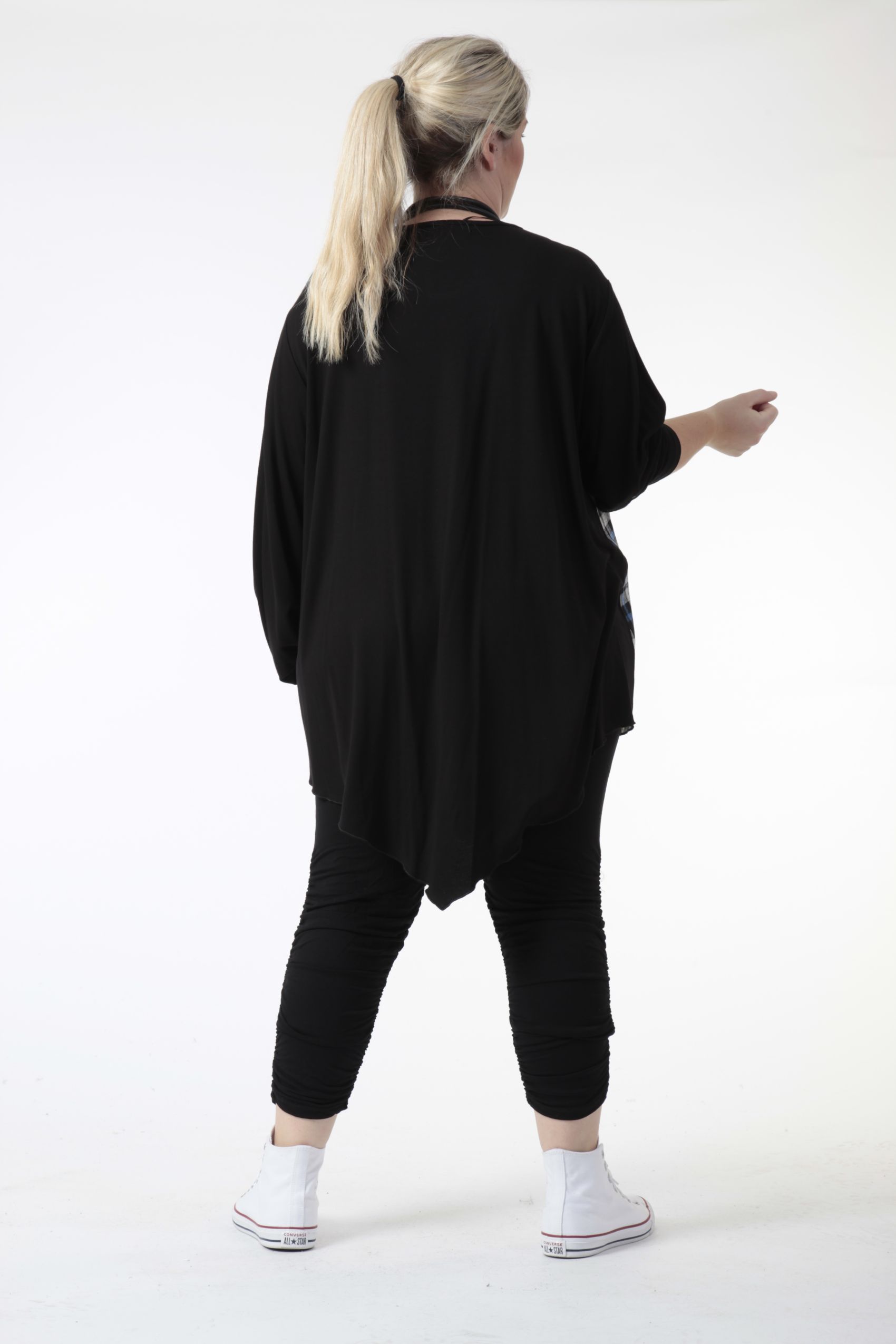  Bigshirt von AKH Fashion aus Viskose, 0740.06719, Grau-Blau, Kariert, Schick, Modern, Bequem