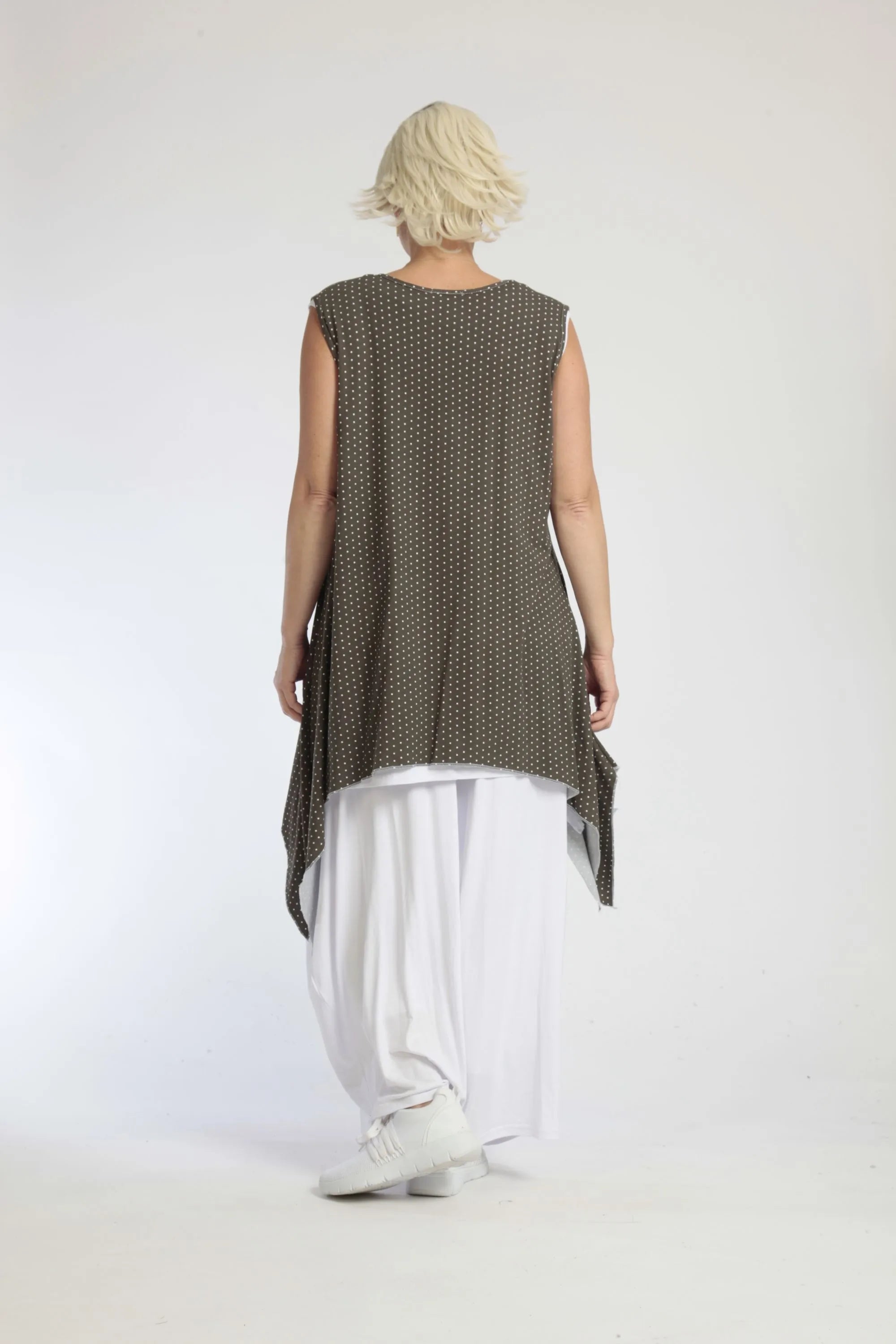  Zipfel Top von AKH Fashion aus Viskose, 1047.01827, Taupe-Punkte-Klein, Punkte, Schick