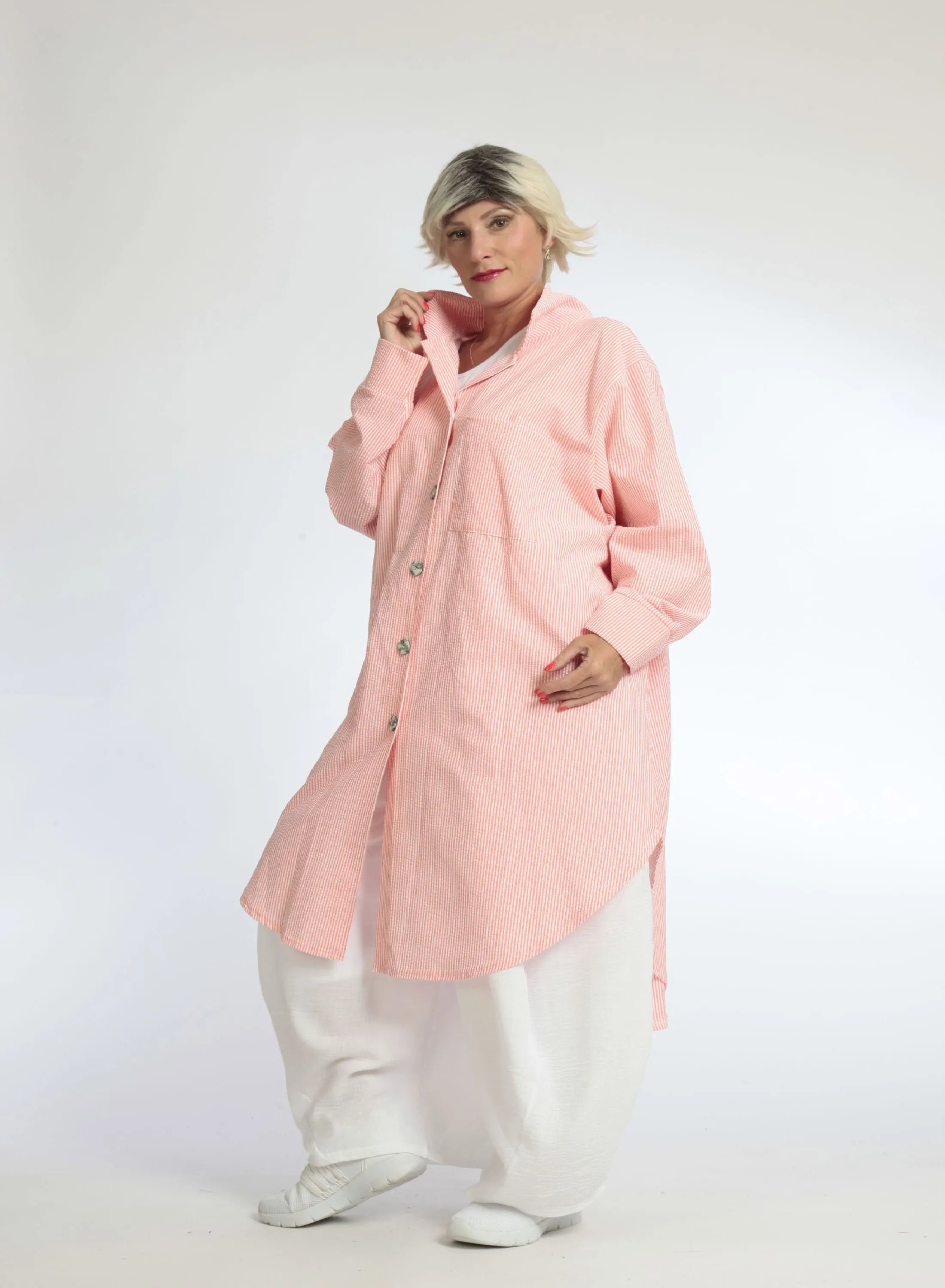  AKH Fashion Bluse in gerundeter Form, aus Baumwolle, 1058.06676, Orange, Schick, Modern