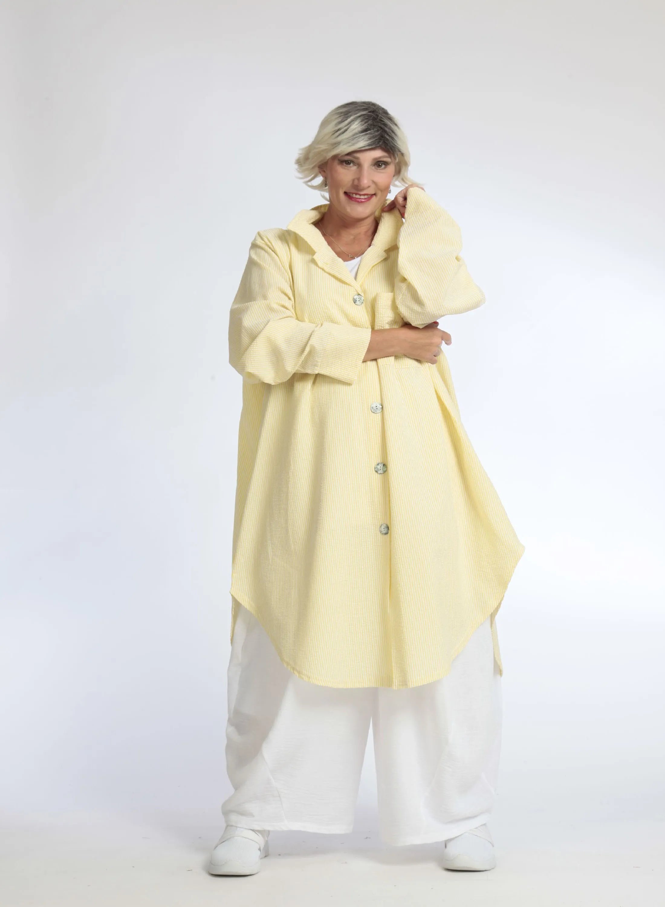 Bluse von AKH Fashion aus Baumwolle in gerundeter Form, ausgefallene Lagenlook Mode