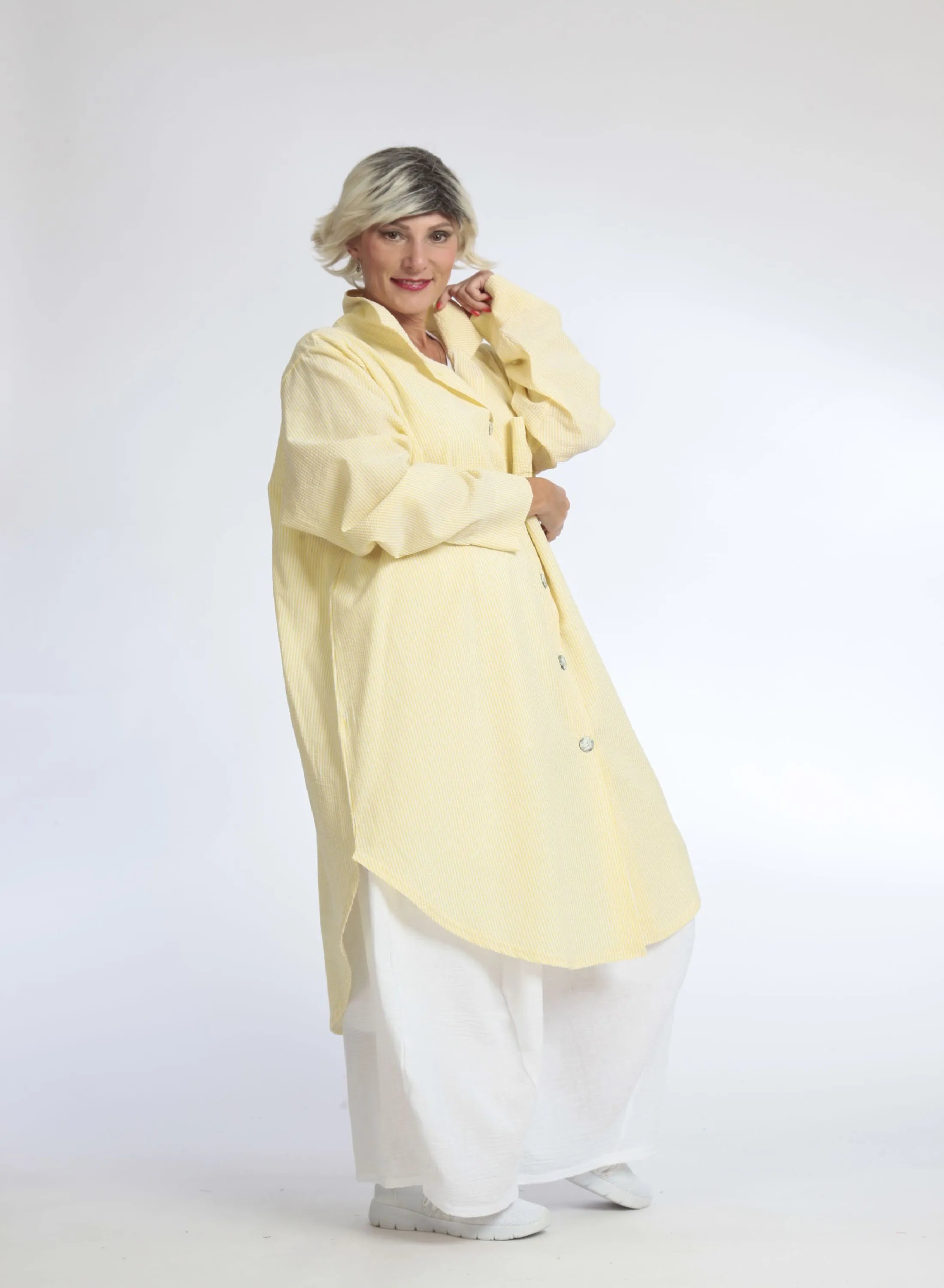 Bluse von AKH Fashion aus Baumwolle in gerundeter Form, ausgefallene Lagenlook Mode
