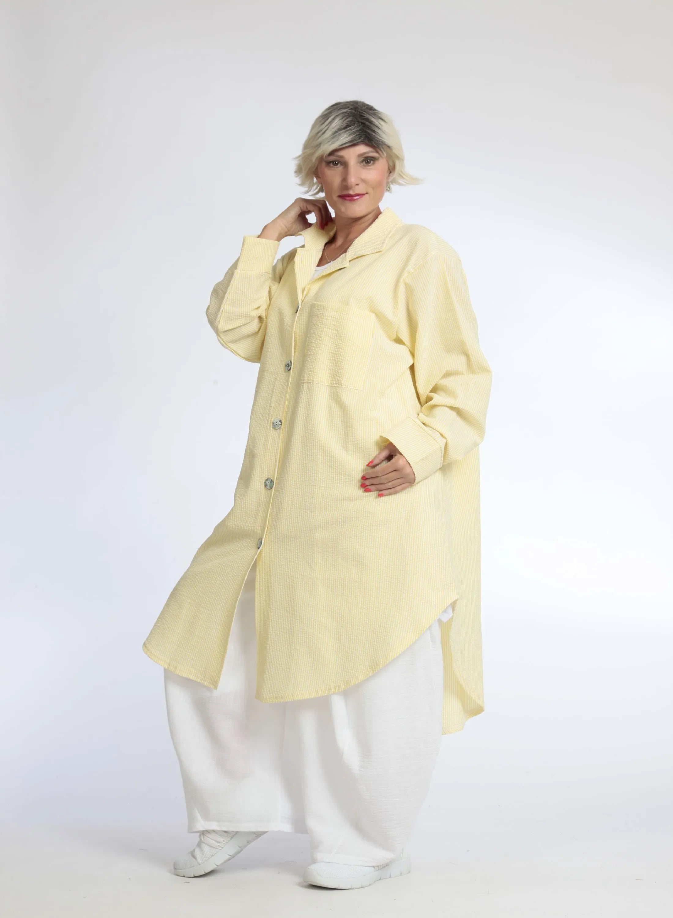 Bluse von AKH Fashion aus Baumwolle in gerundeter Form, ausgefallene Lagenlook Mode