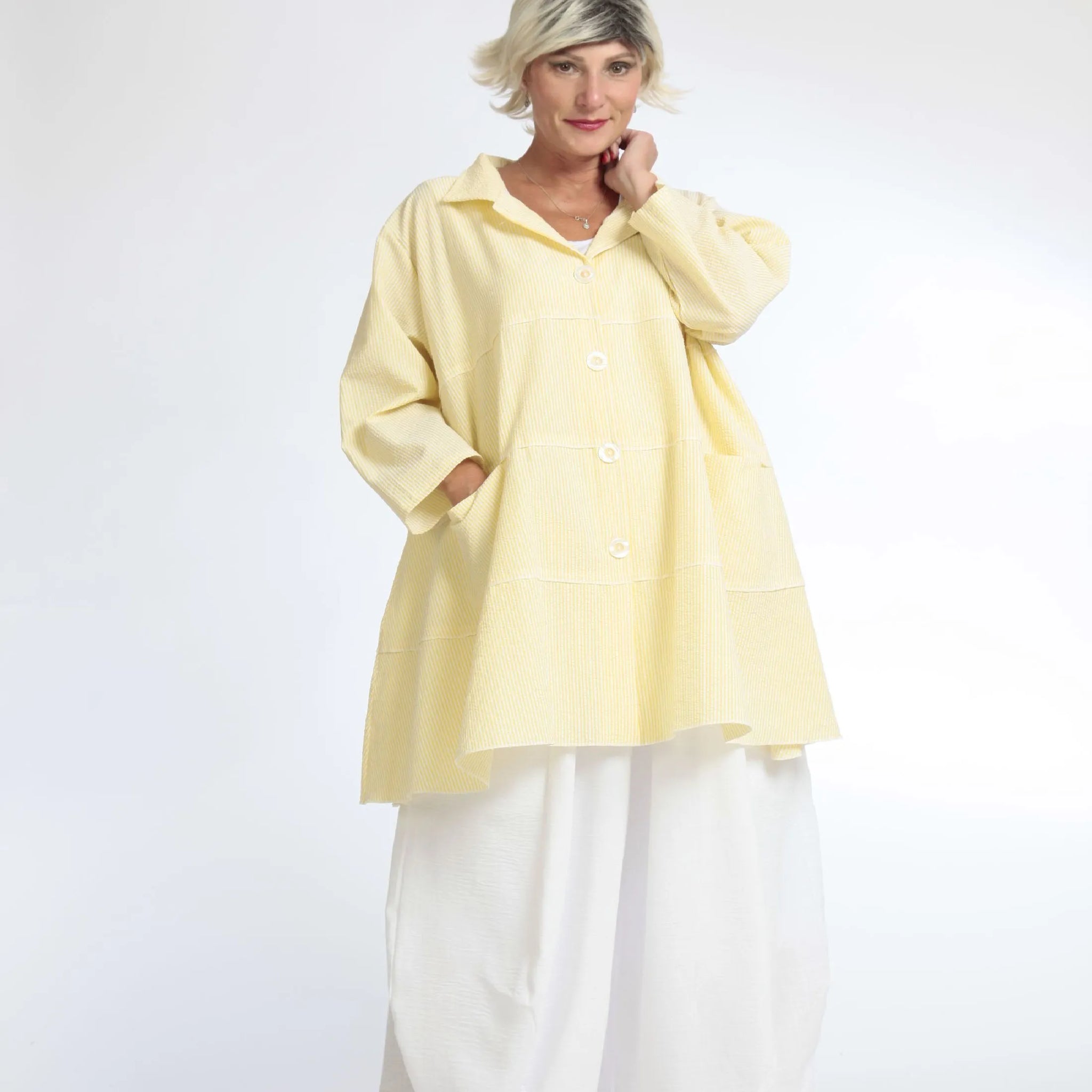  A-Form Jacke von AKH Fashion aus Baumwolle, 1058.06681, Gelb, Schick, Modern, Bequem