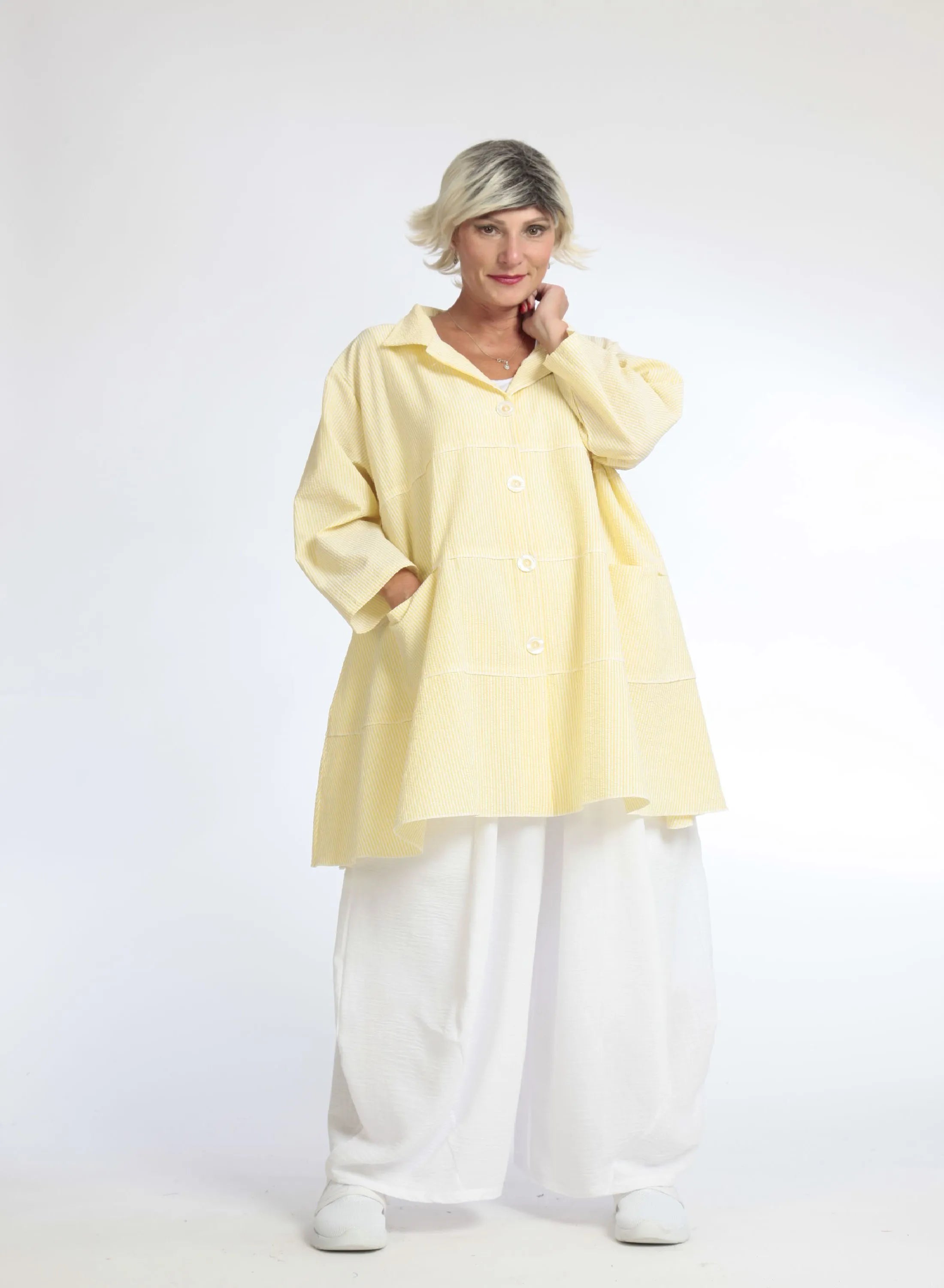 A-Form Jacke von AKH Fashion aus Baumwolle, 1058.06681, Gelb, Schick, Modern, Bequem