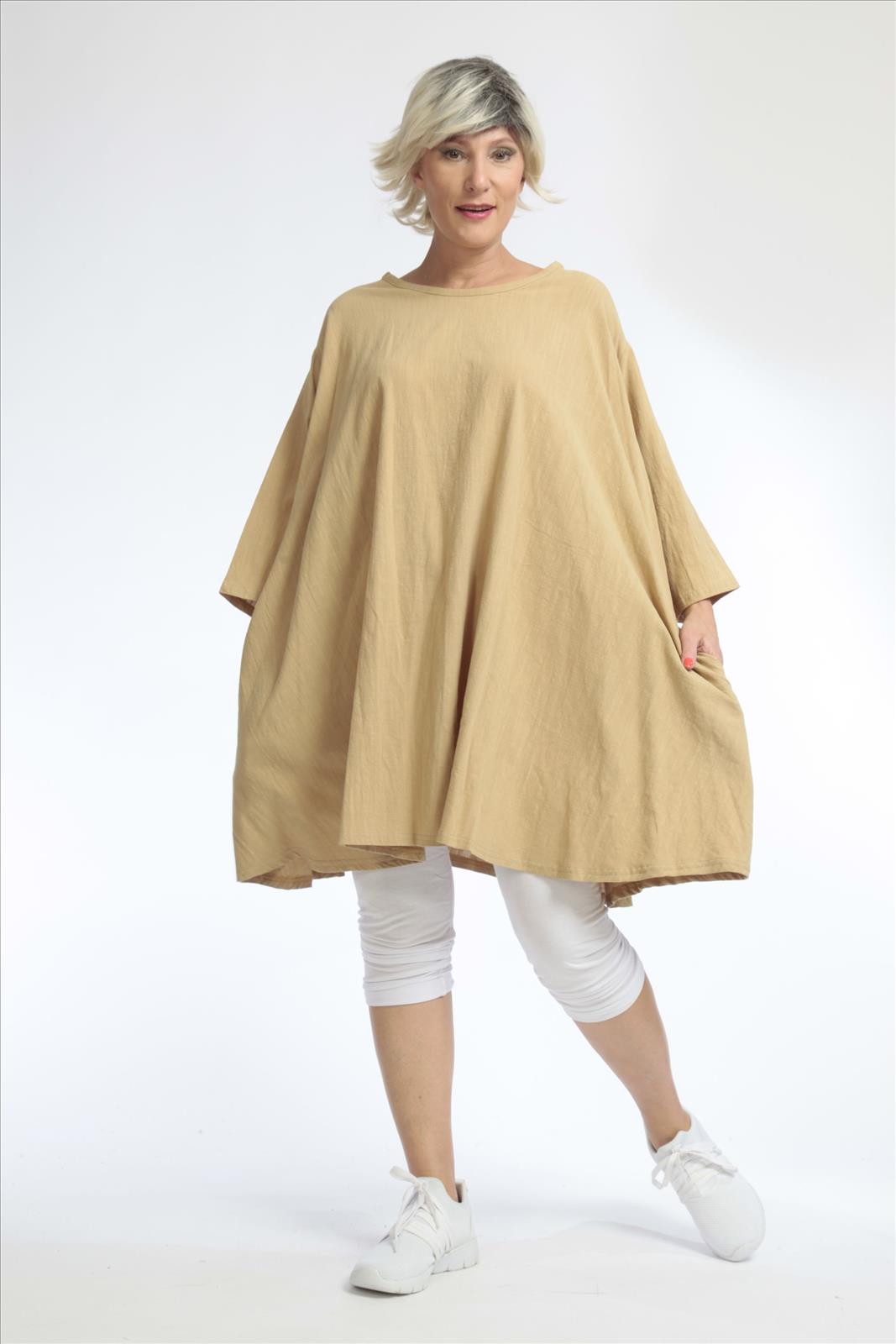  A-Form Bigshirt von AKH Fashion aus Baumwolle, 1033.06570, Beige, Unifarben, Schick, Modern