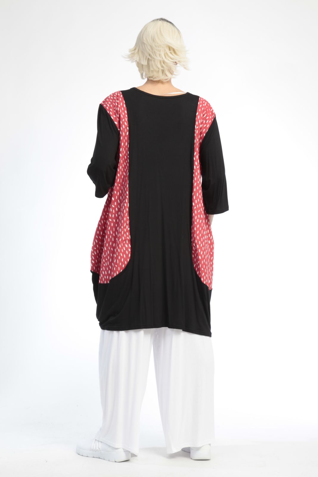  Ballonshirt von AKH Fashion aus Baumwolle, 0848.06767, Schwarz-Rot, Punkte, Schick