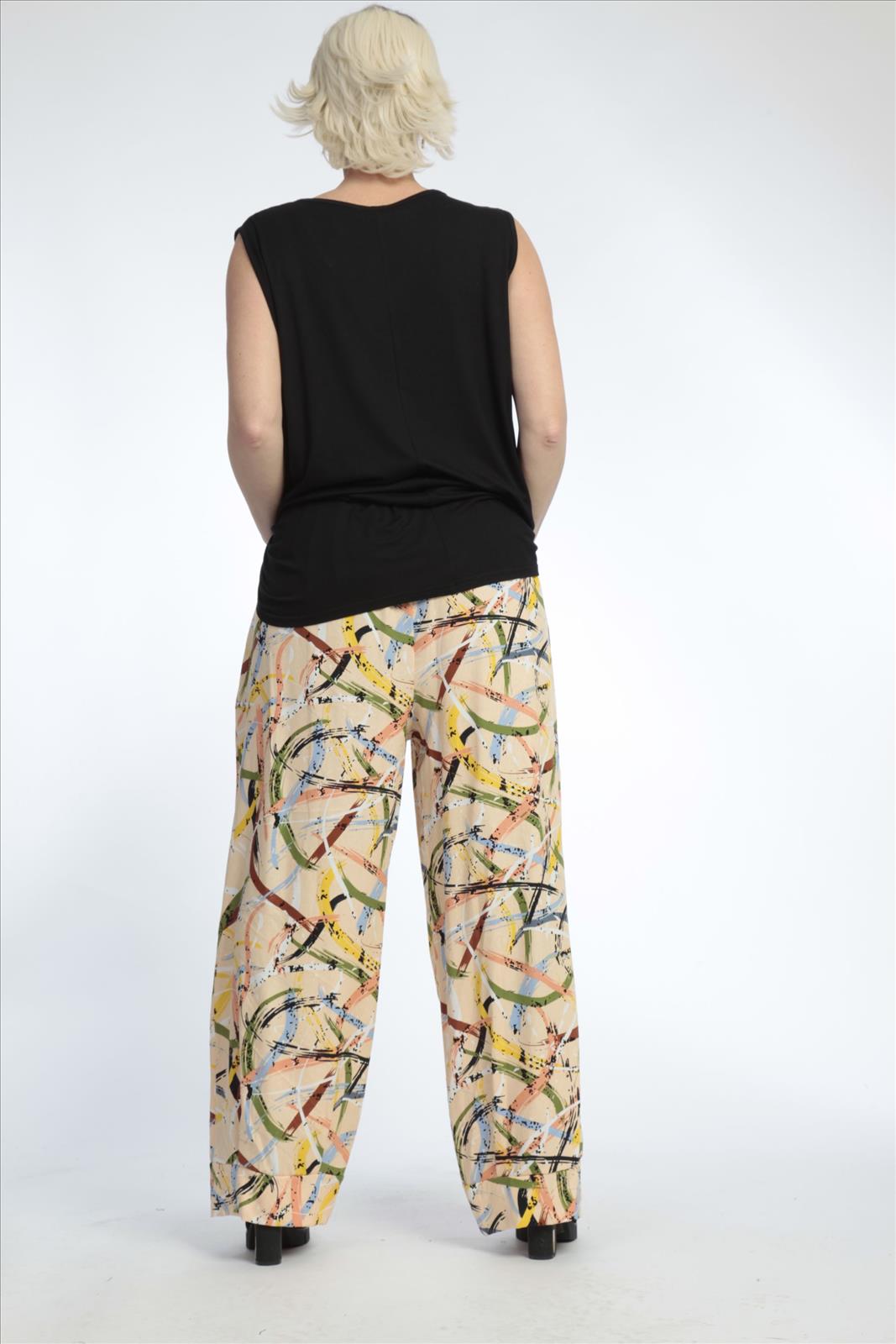  AKH Fashion Hose in gerader Form, aus Viskose, 0820.01530, Apricot-Multi, Streifen