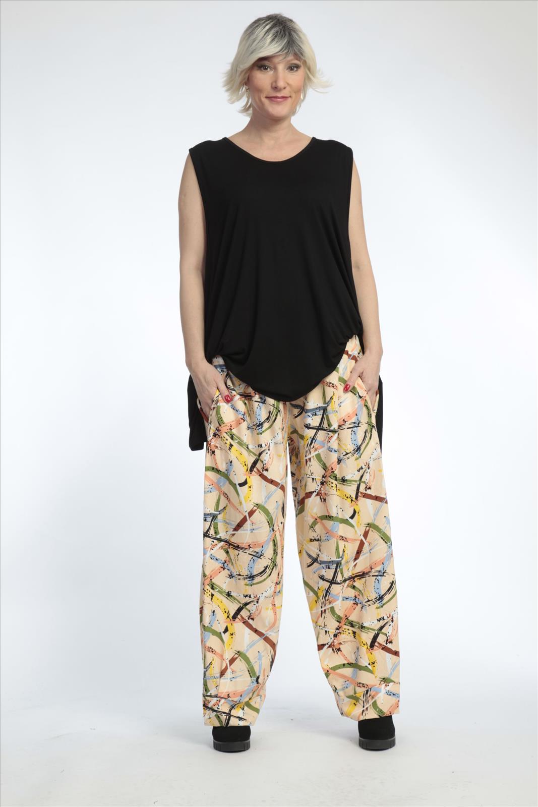  AKH Fashion Hose in gerader Form, aus Viskose, 0820.01530, Apricot-Multi, Streifen