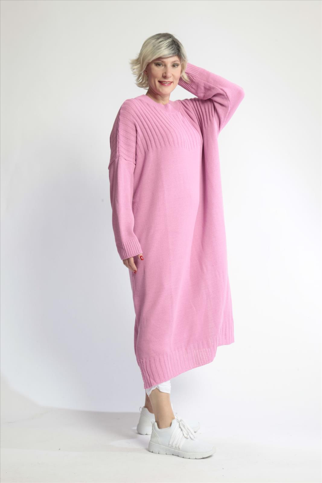  AKH Fashion Kleid in gerader Form, aus Materialmix, 1012.02219, Rosa, Schick, Modern