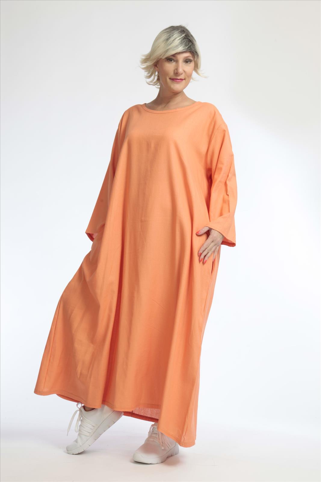  Ballonkleid von AKH Fashion aus Viskose, 1027.06790, Lachs, Unifarben, Ausgefallen, Modern