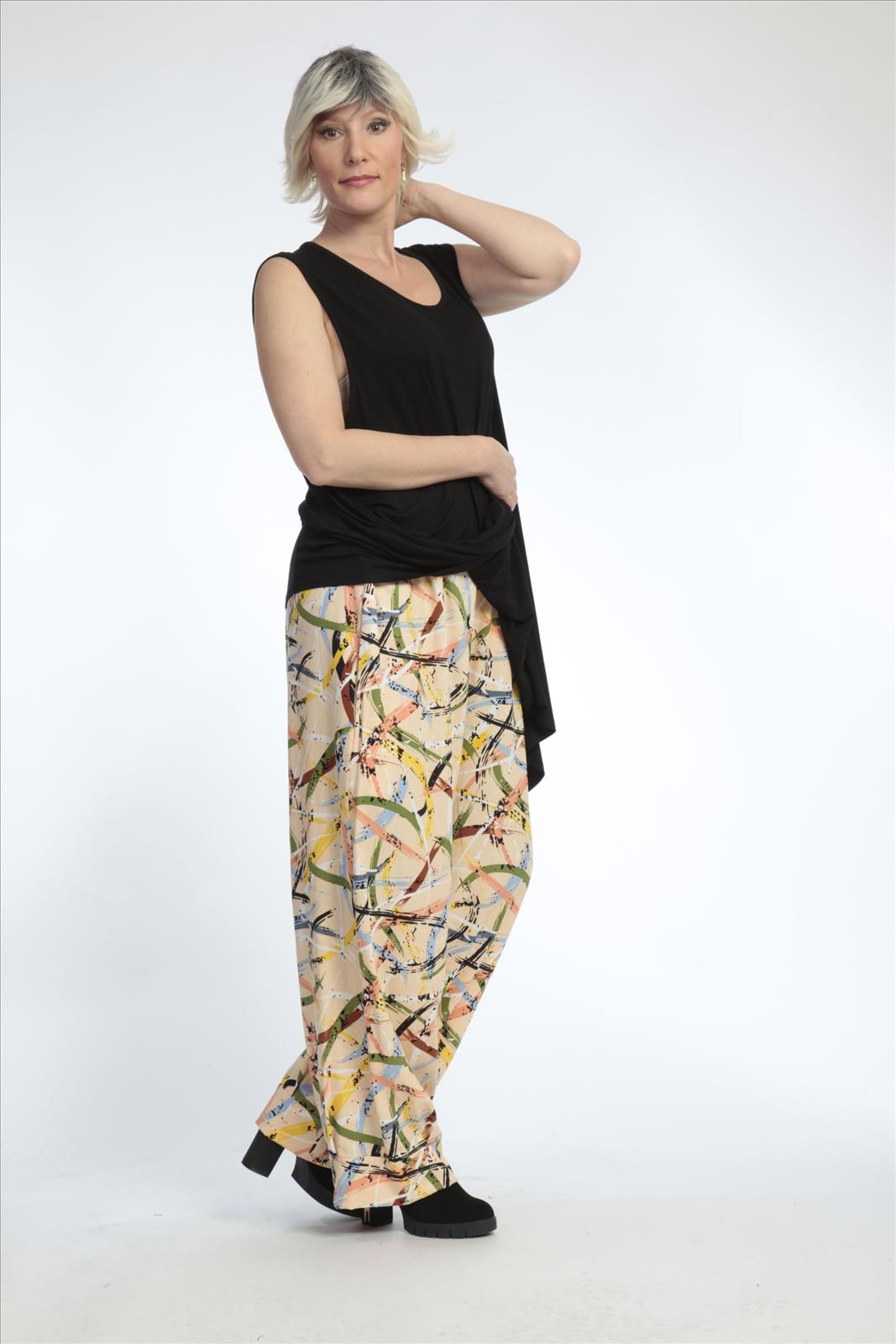  AKH Fashion Hose in gerader Form, aus Viskose, 0820.01530, Apricot-Multi, Streifen