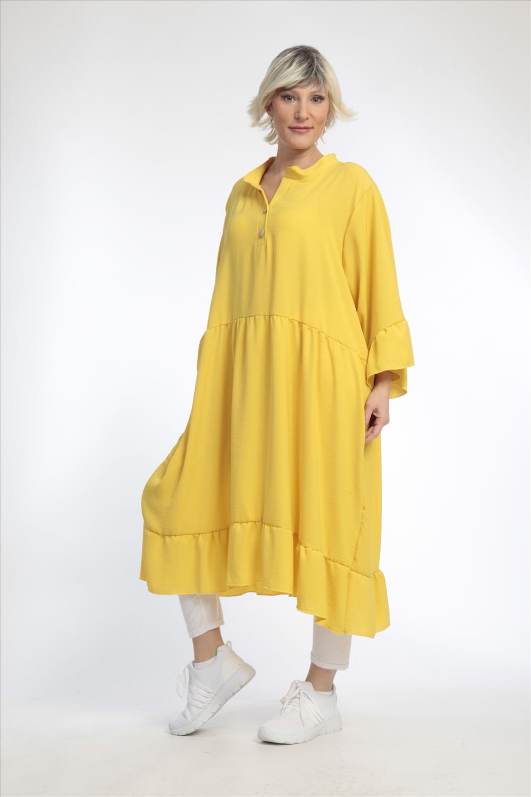  AKH Fashion Kleid in gerader Form, aus Viskose, 0831.06771, Gelb, Schick, Modern, Bequem