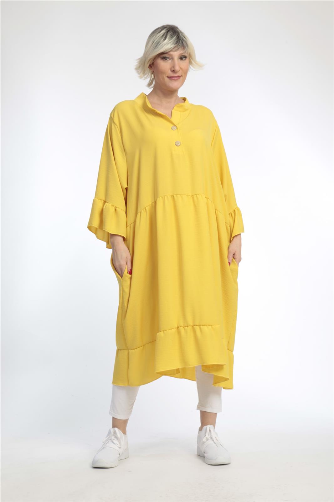  AKH Fashion Kleid in gerader Form, aus Viskose, 0831.06771, Gelb, Schick, Modern, Bequem