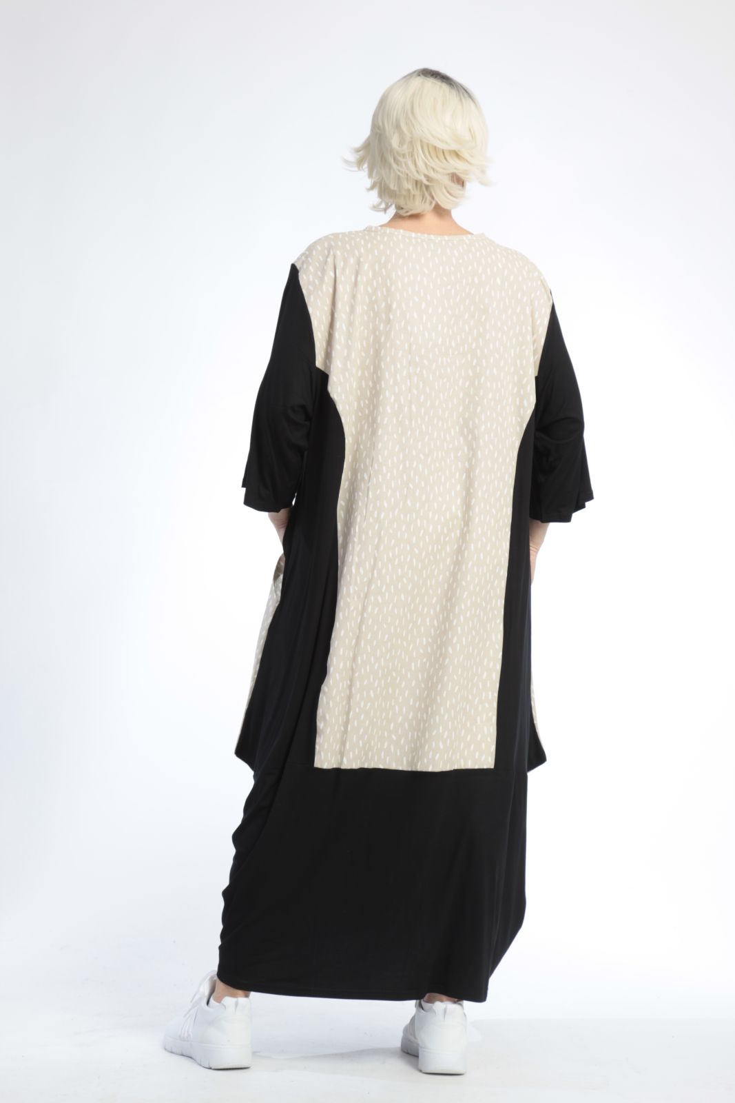  Ballonkleid von AKH Fashion aus Baumwolle, 0848.01923, Schwarz-Beige, Punkte, Schick