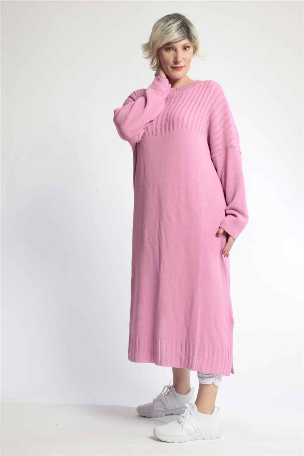  AKH Fashion Kleid in gerader Form, aus Materialmix, 1012.02219, Rosa, Schick, Modern