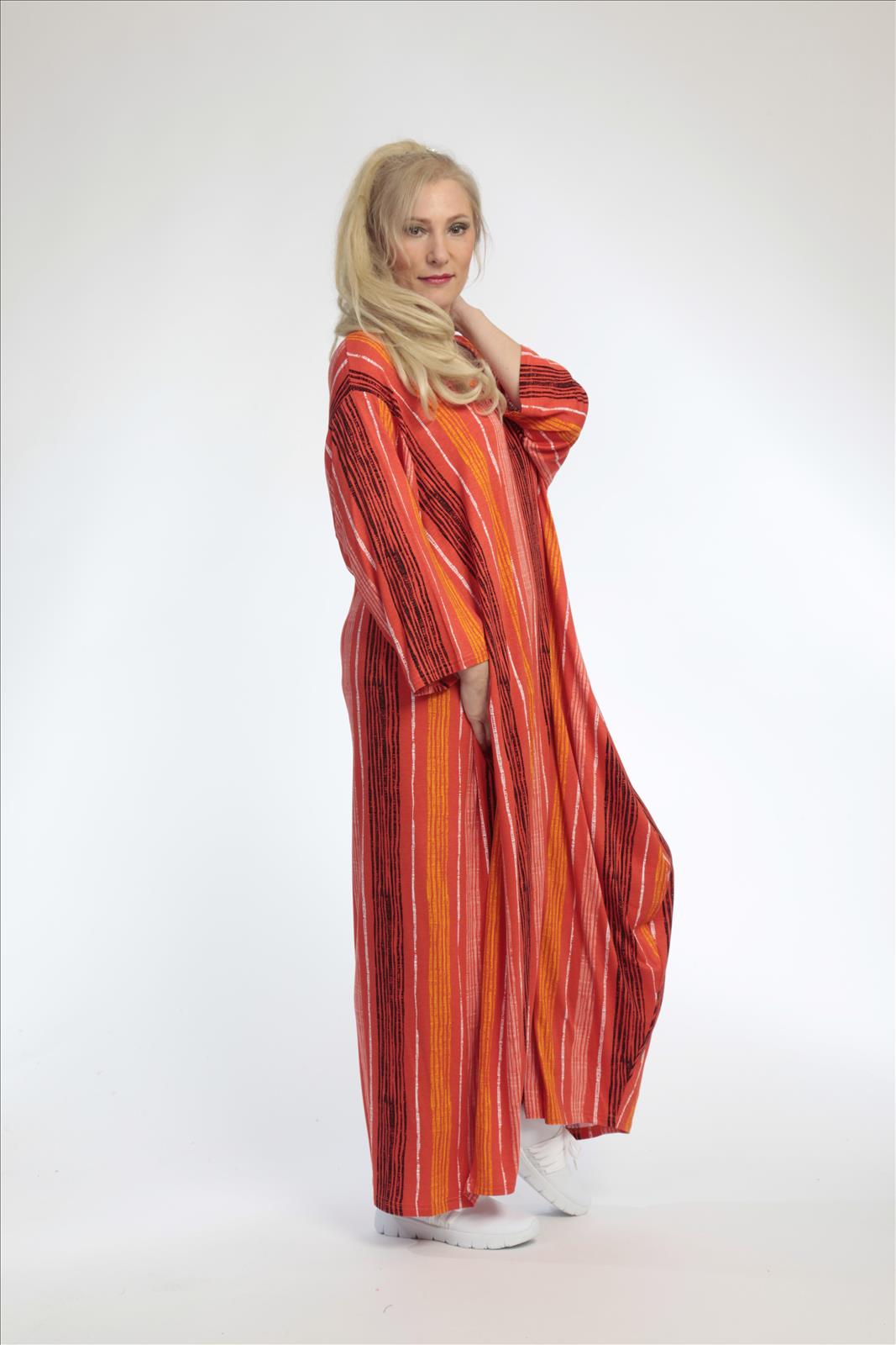  Ballonkleid von AKH Fashion aus Viskose, 0793.01926, Orange-Multi, Streifen, Ausgefallen