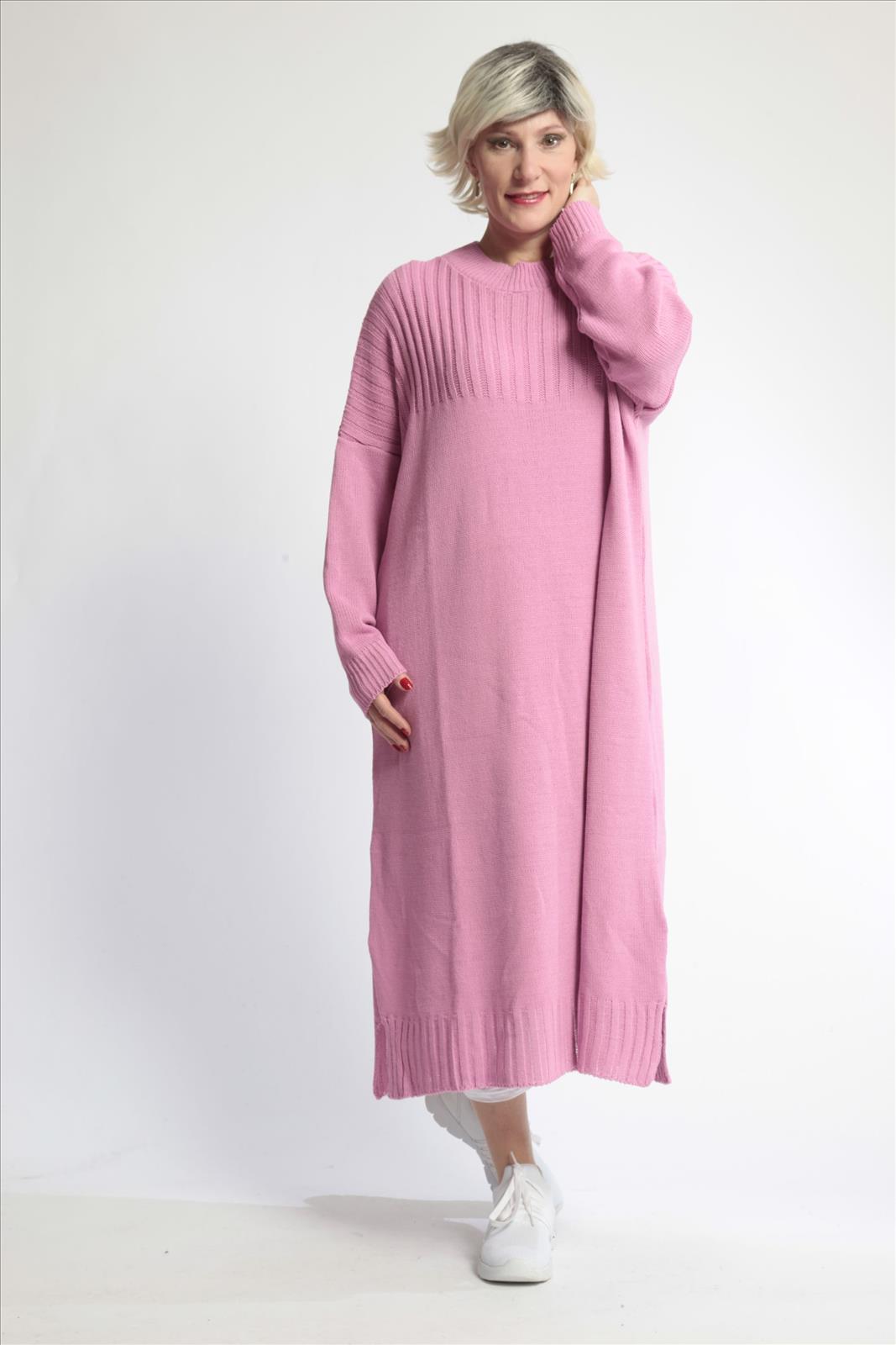  AKH Fashion Kleid in gerader Form, aus Materialmix, 1012.02219, Rosa, Schick, Modern