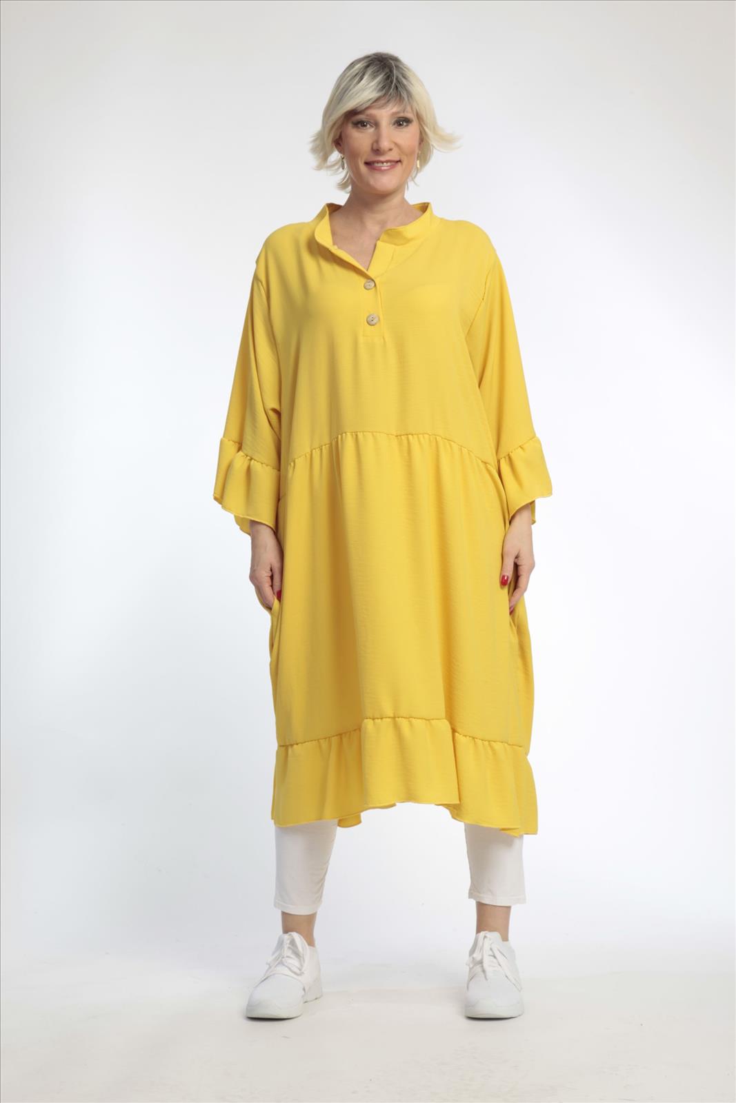  AKH Fashion Kleid in gerader Form, aus Viskose, 0831.06771, Gelb, Schick, Modern, Bequem