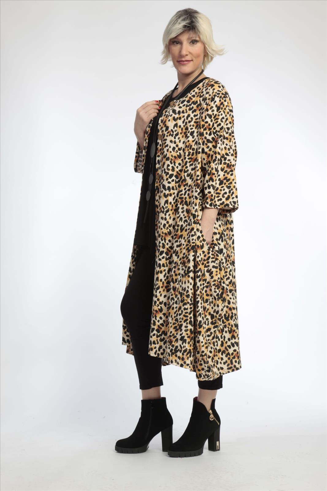  Ballonjacke von AKH Fashion aus Viskose, 0829.05554, Natur-Schwarz, Leopard, Schick