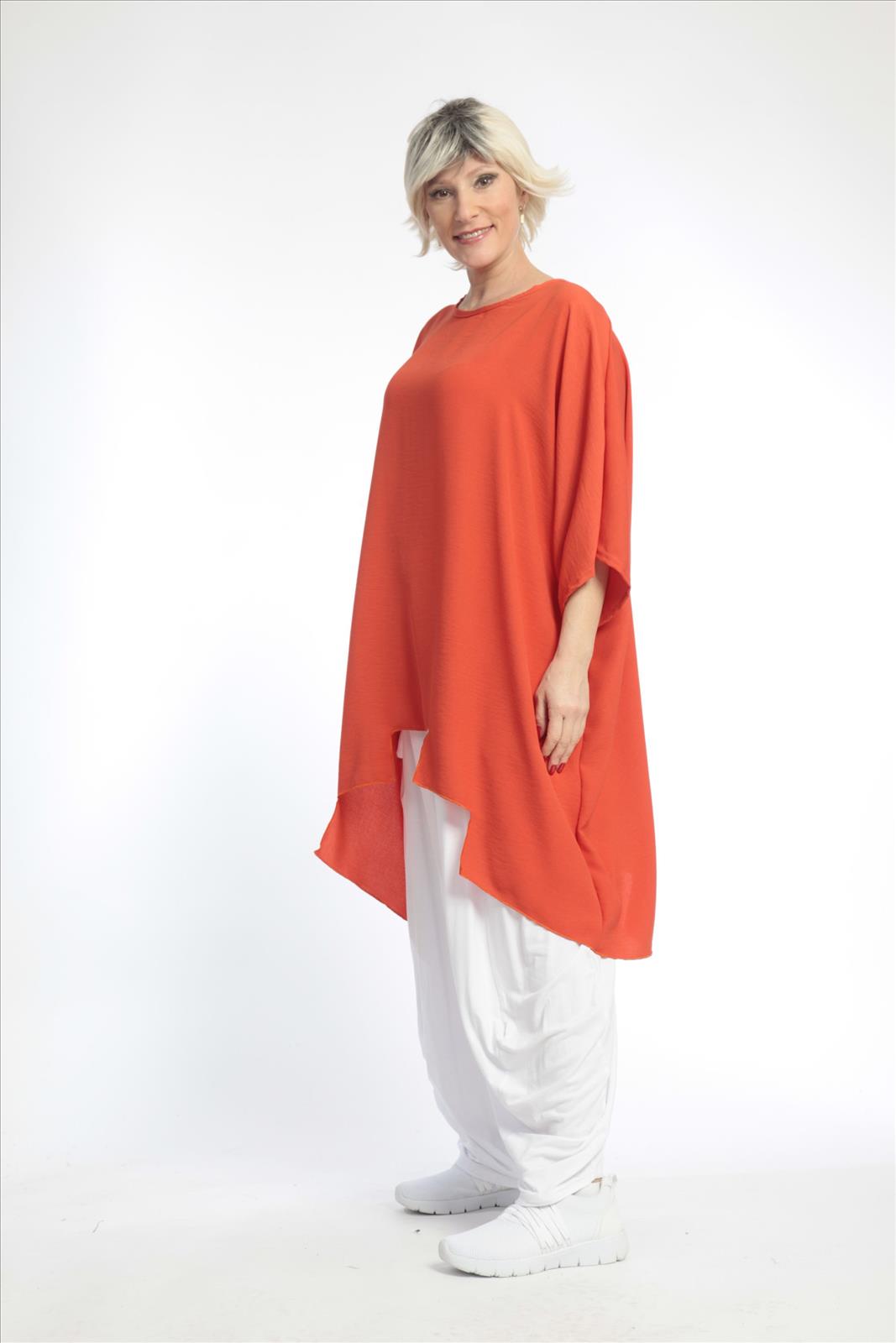  Bigshirt von AKH Fashion aus Viskose in gerader Form, 0831.06625, Hellrot, Unifarben, Schick