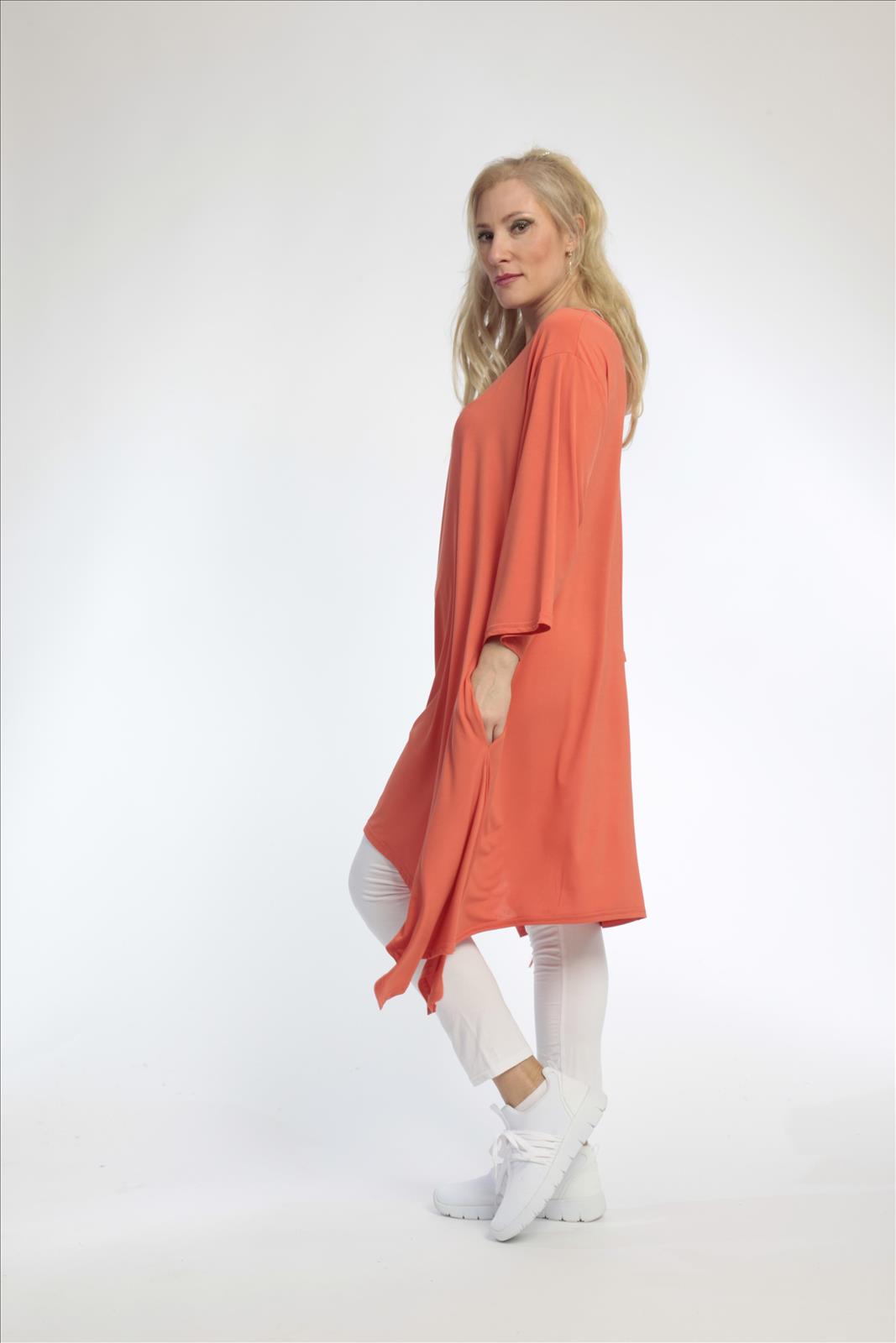  A-Form Shirt in stylischem Orange mit 3/4-Ärmeln für einen bequemen Lagenlook im Sommer