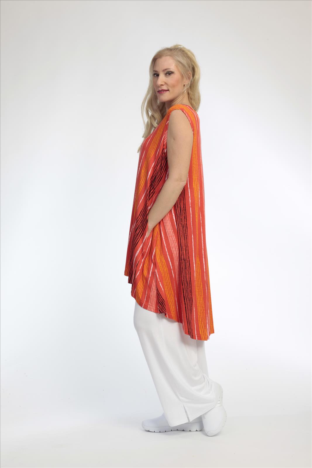  A-Form Tunika von AKH Fashion aus Viskose, 0793.02777, Orange-Multi, Streifen, Schick