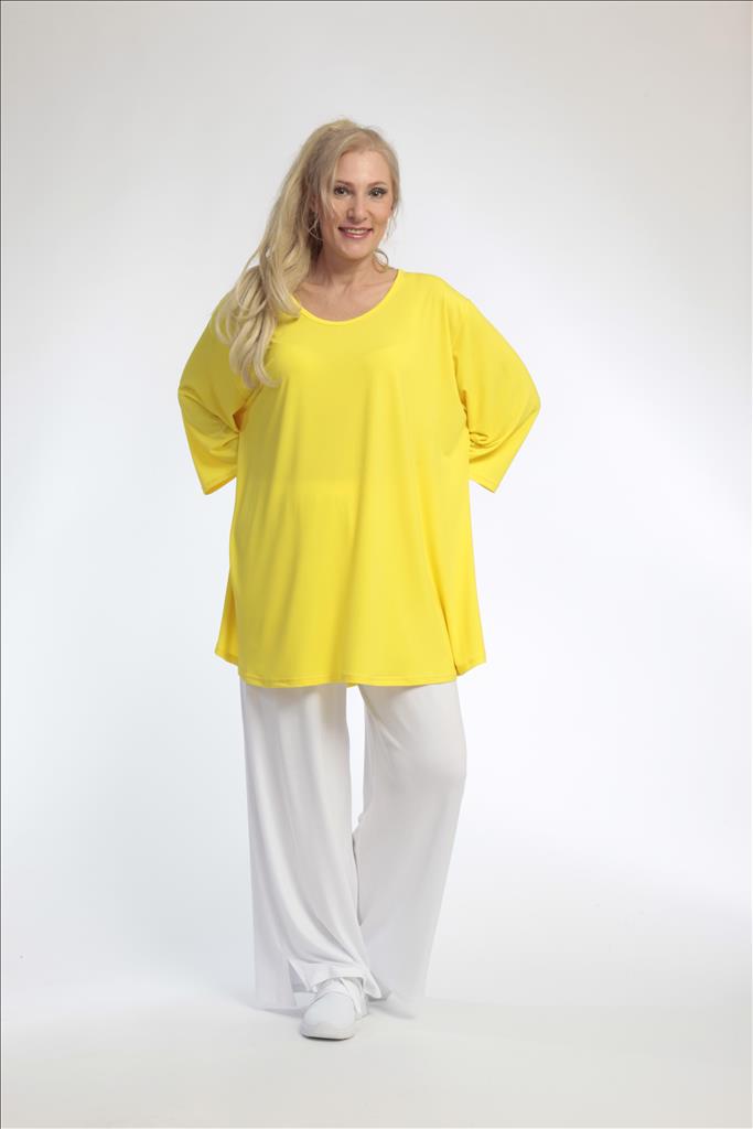  Oversize Shirt in strahlendem Gelb mit 3/4-Ärmeln und einzigartigem Glocken-Schnitt für Plus-Size