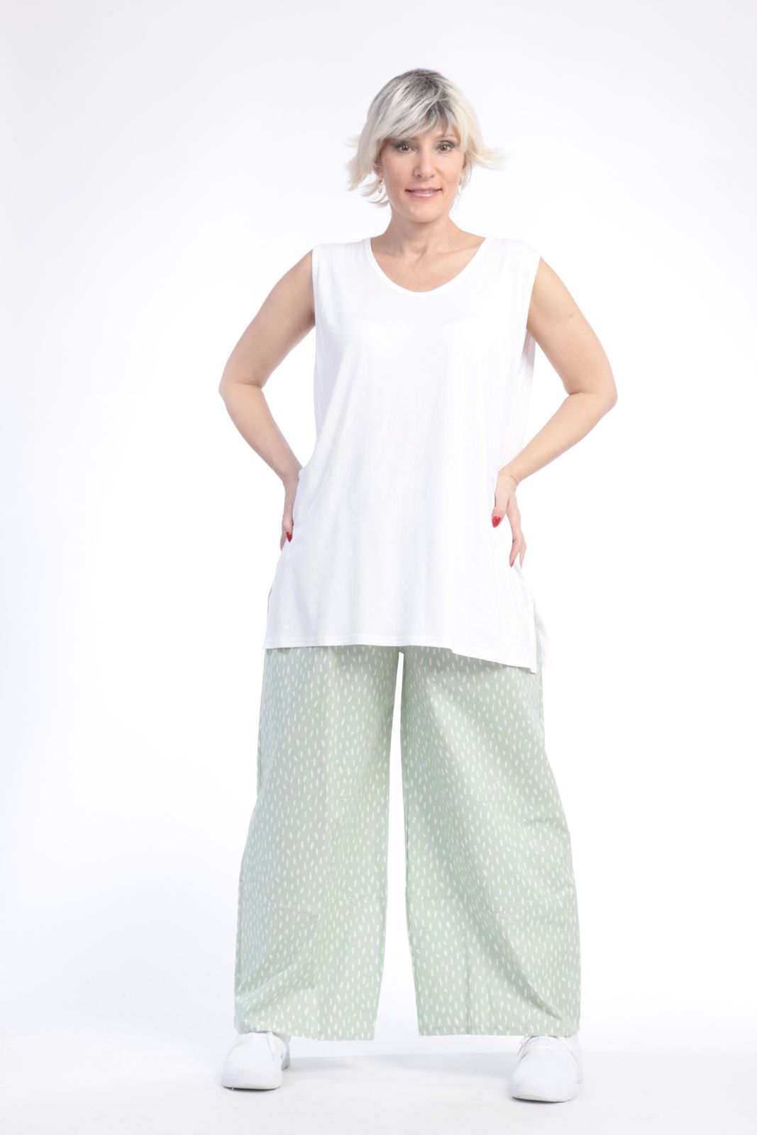  AKH Fashion Hose in gerader Form, aus Baumwolle, 0848.00221, Hellgrün, Punkte, Schick