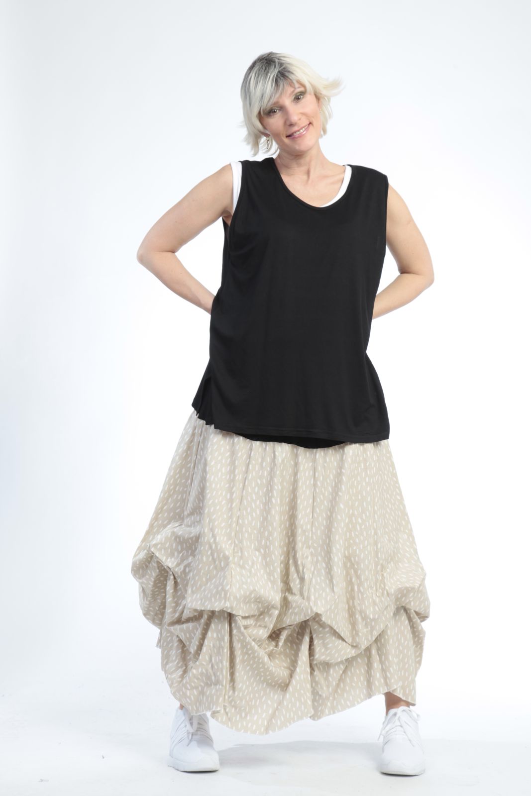  Ballonrock von AKH Fashion aus Baumwolle, 0848.07559, Beige, Punkte, Schick, Modern
