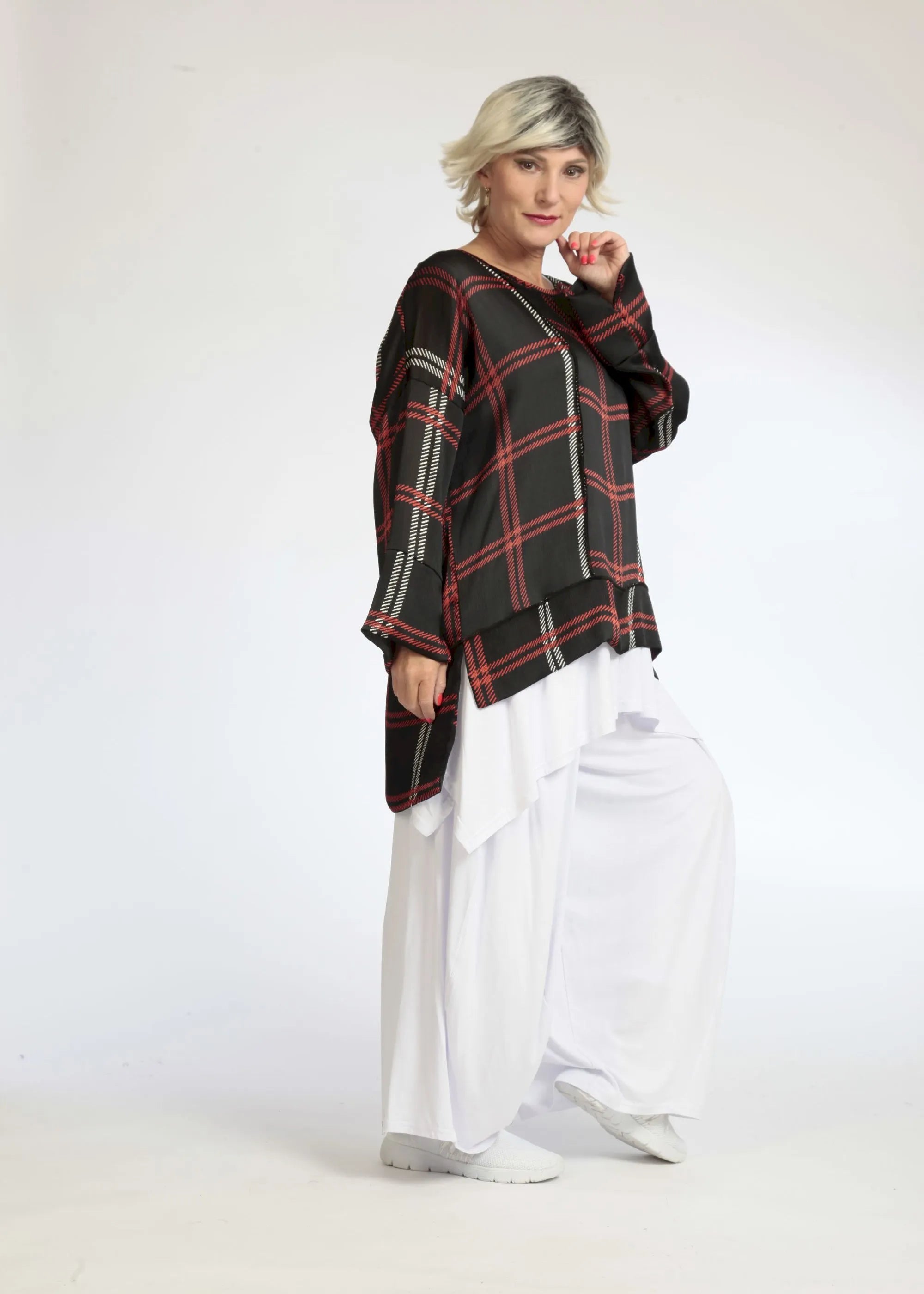  AKH Fashion Shirt in gerader Form, aus Polyester, 1073.06839, Schwarz-Rot, Kariert