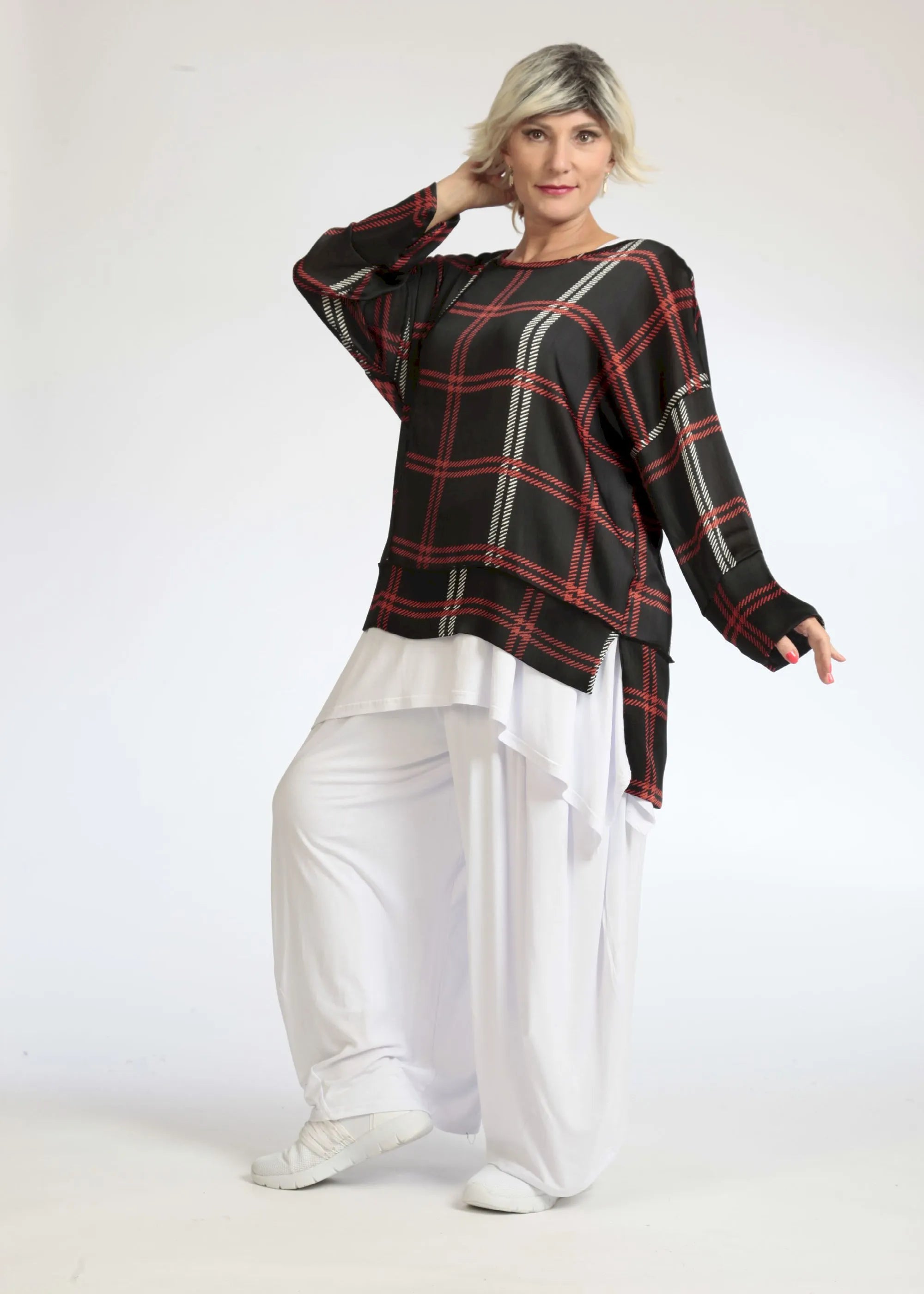  AKH Fashion Shirt in gerader Form, aus Polyester, 1073.06839, Schwarz-Rot, Kariert