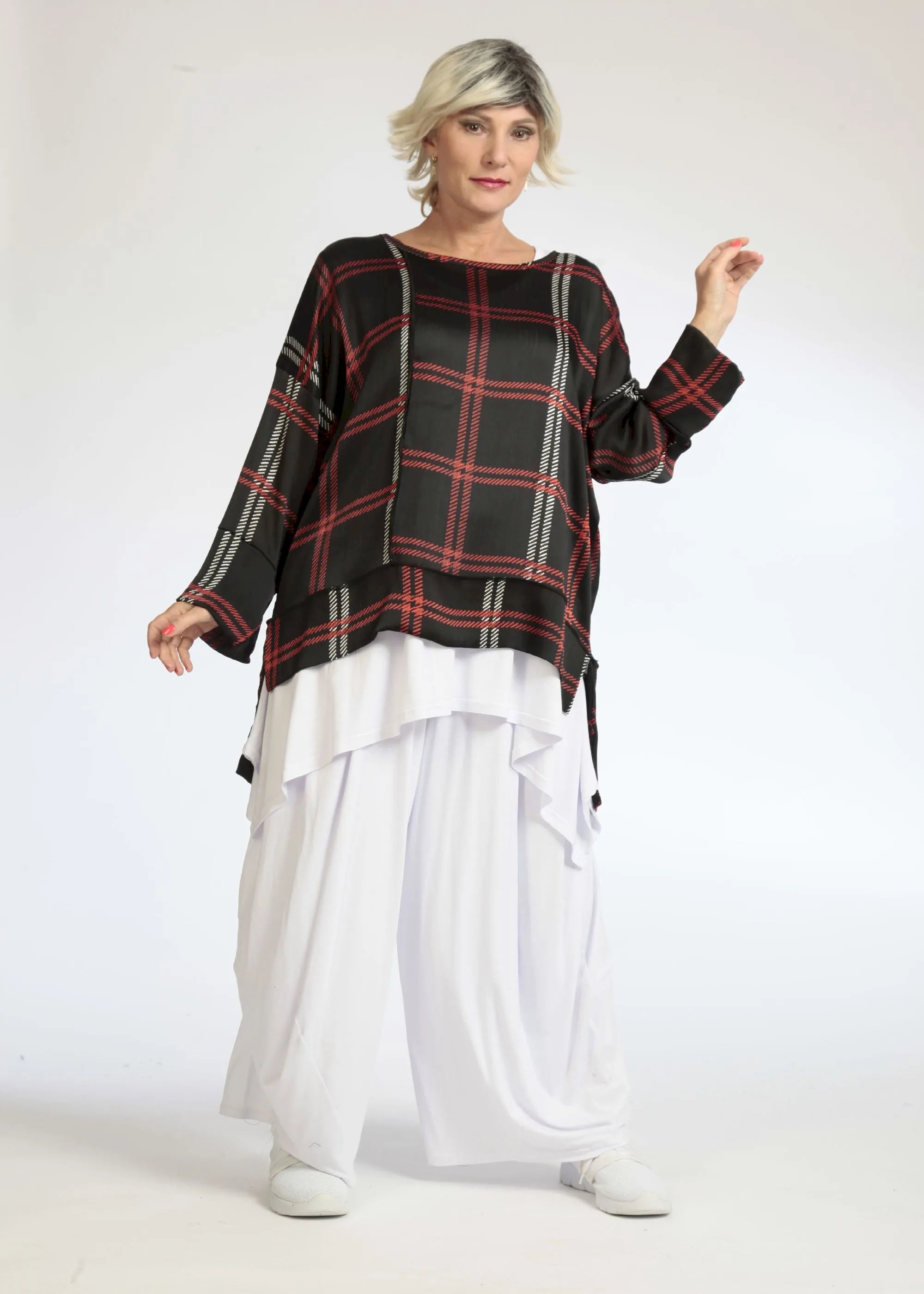  AKH Fashion Shirt in gerader Form, aus Polyester, 1073.06839, Schwarz-Rot, Kariert