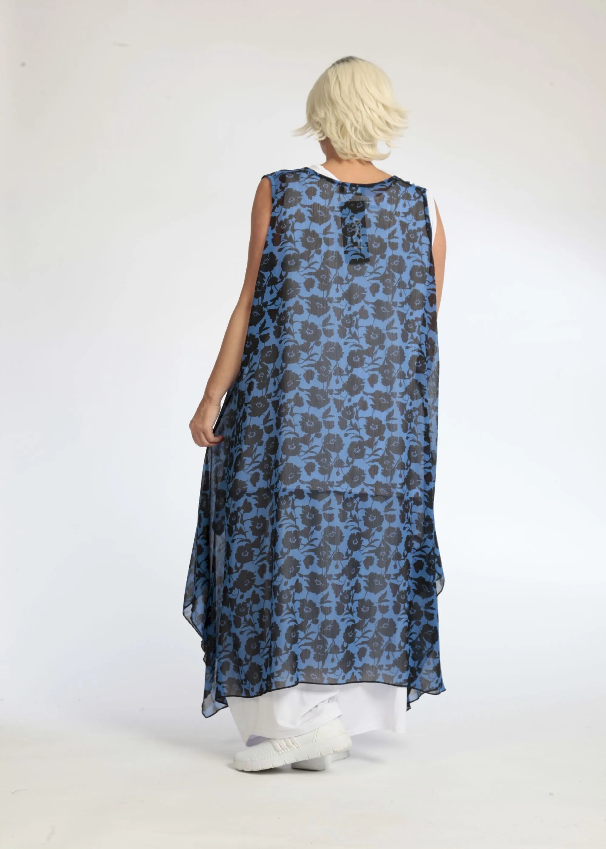  A-Form Tunika von AKH Fashion aus Polyester, 1074.05927, Blau-Schwarz, Blumen, Schick