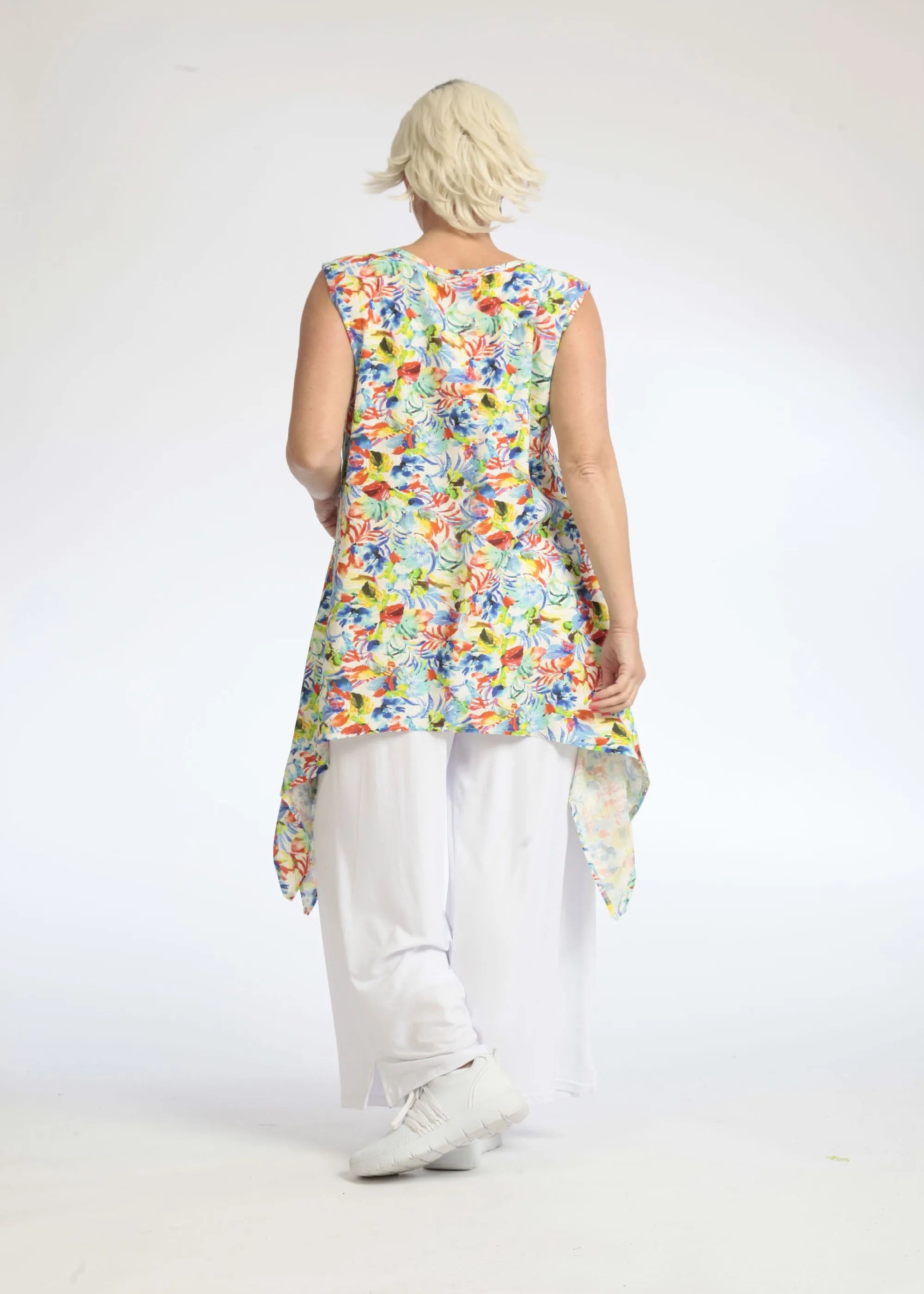  Zipfel Top von AKH Fashion aus Viskose, 1082.01975, Grün-Blau, Blumen, Schick, Modern