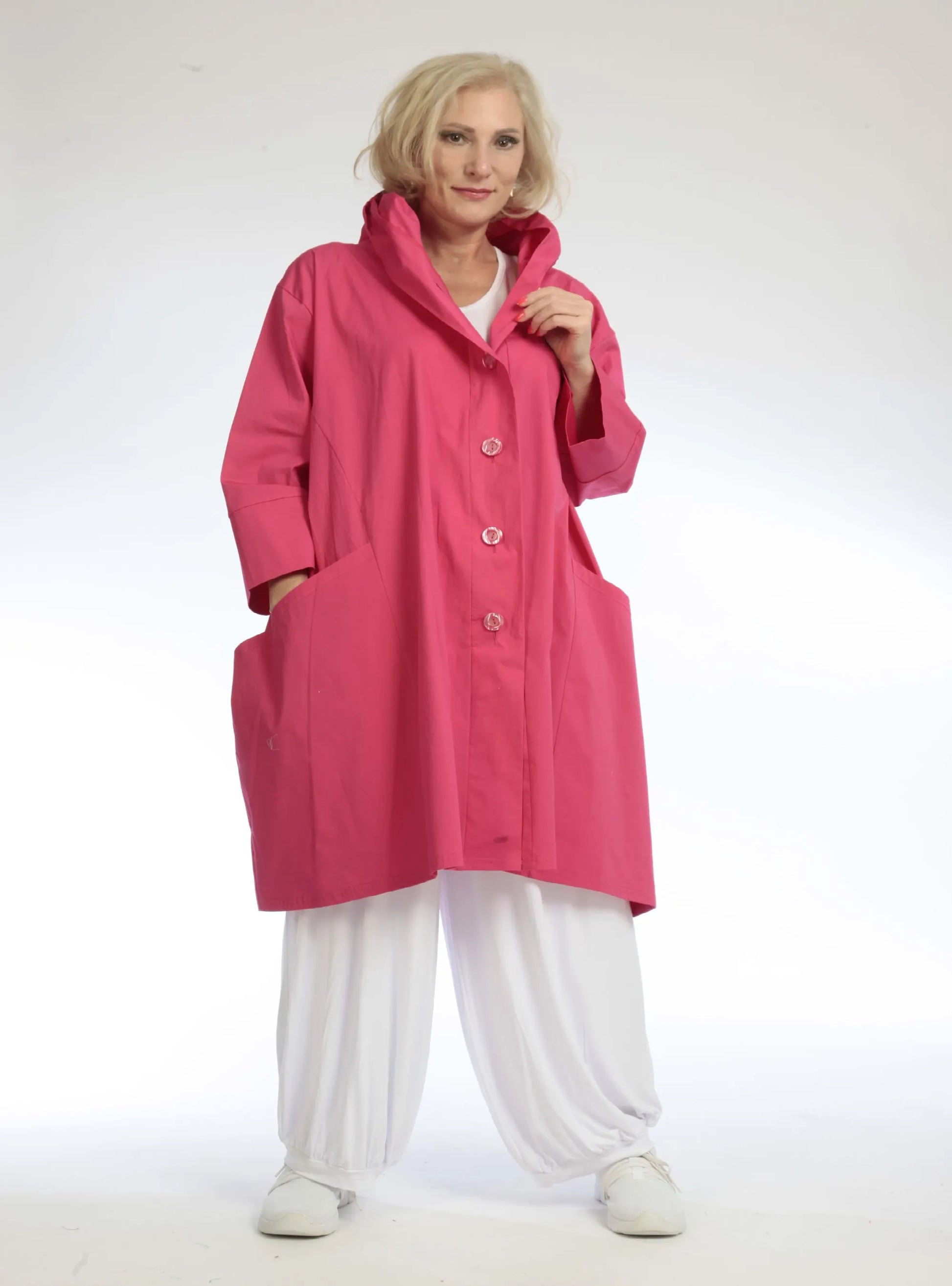  Jacke von AKH Fashion aus Baumwolle in gerader Form, 1109.06660, Fuchsia, Schick, Modern