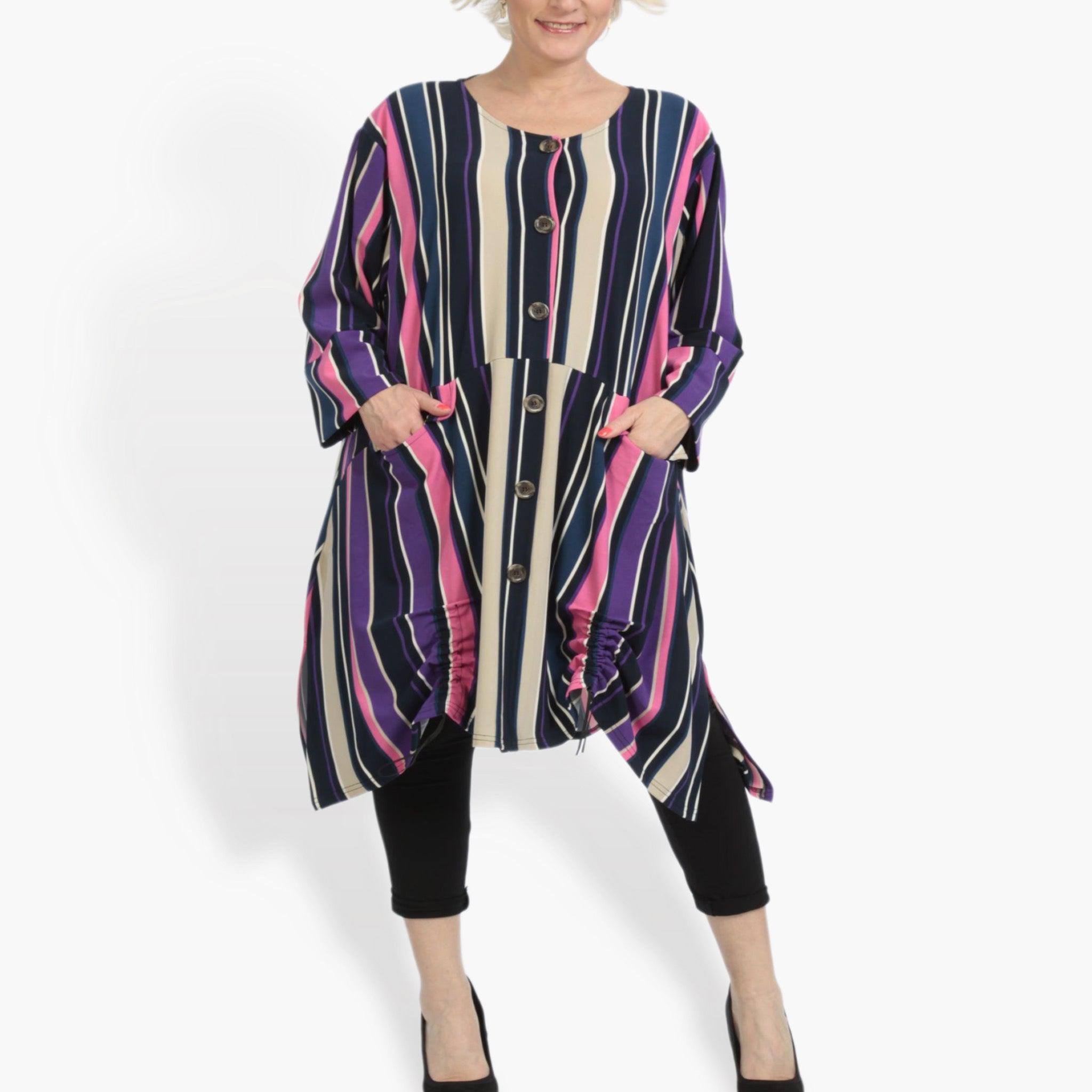  A-Form Jacke von AKH Fashion aus Materialmix, 0839.06783, Pink-Lila-Multi, Streifen