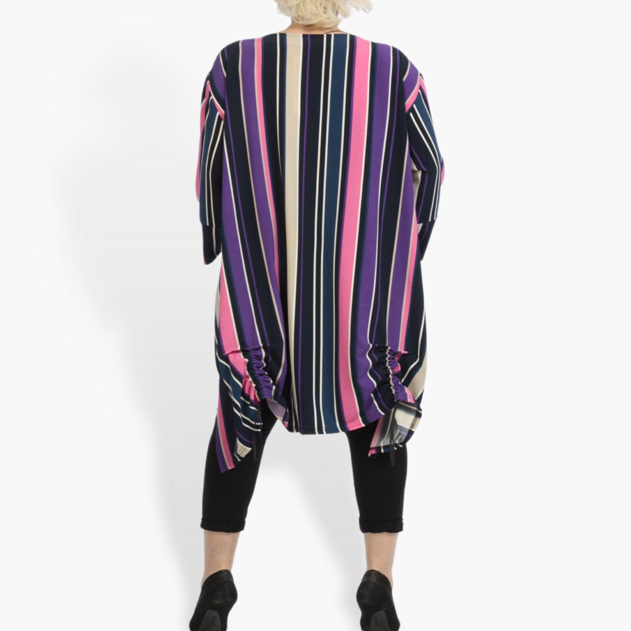  A-Form Jacke von AKH Fashion aus Materialmix, 0839.06783, Pink-Lila-Multi, Streifen