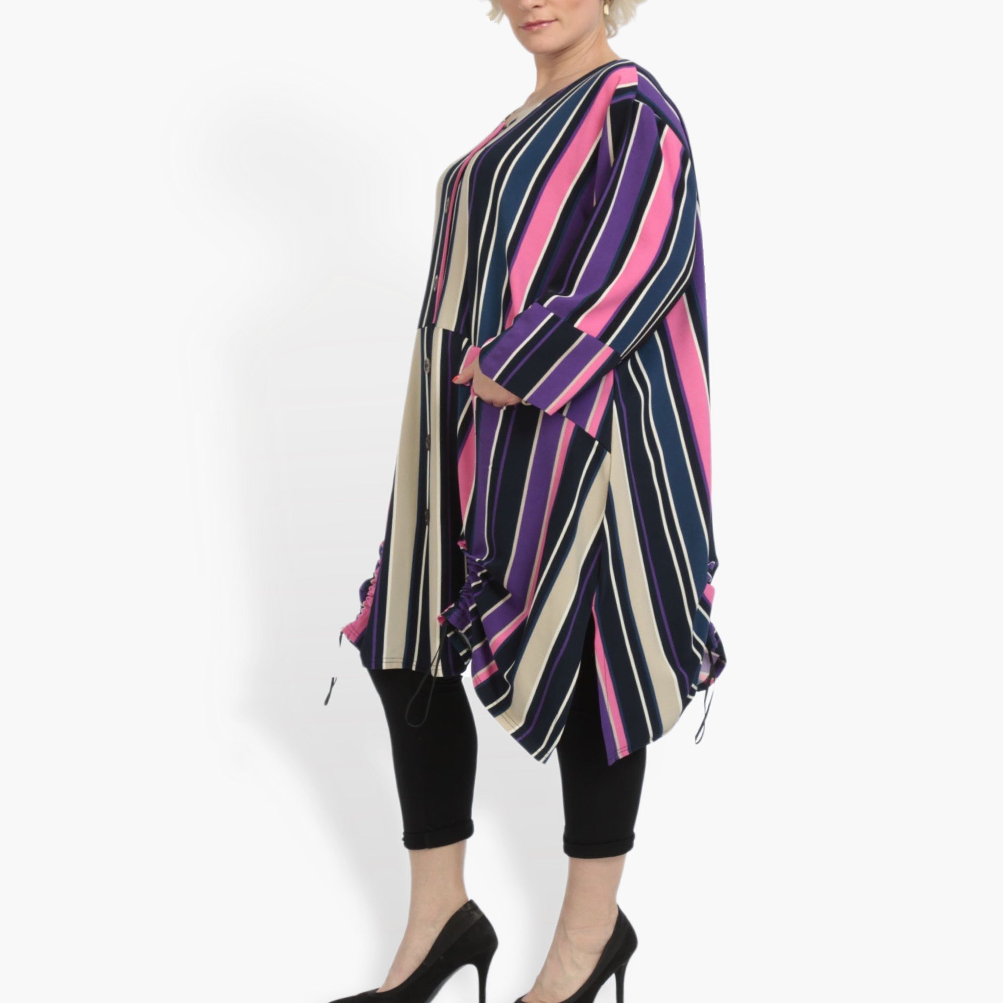  A-Form Jacke von AKH Fashion aus Materialmix, 0839.06783, Pink-Lila-Multi, Streifen