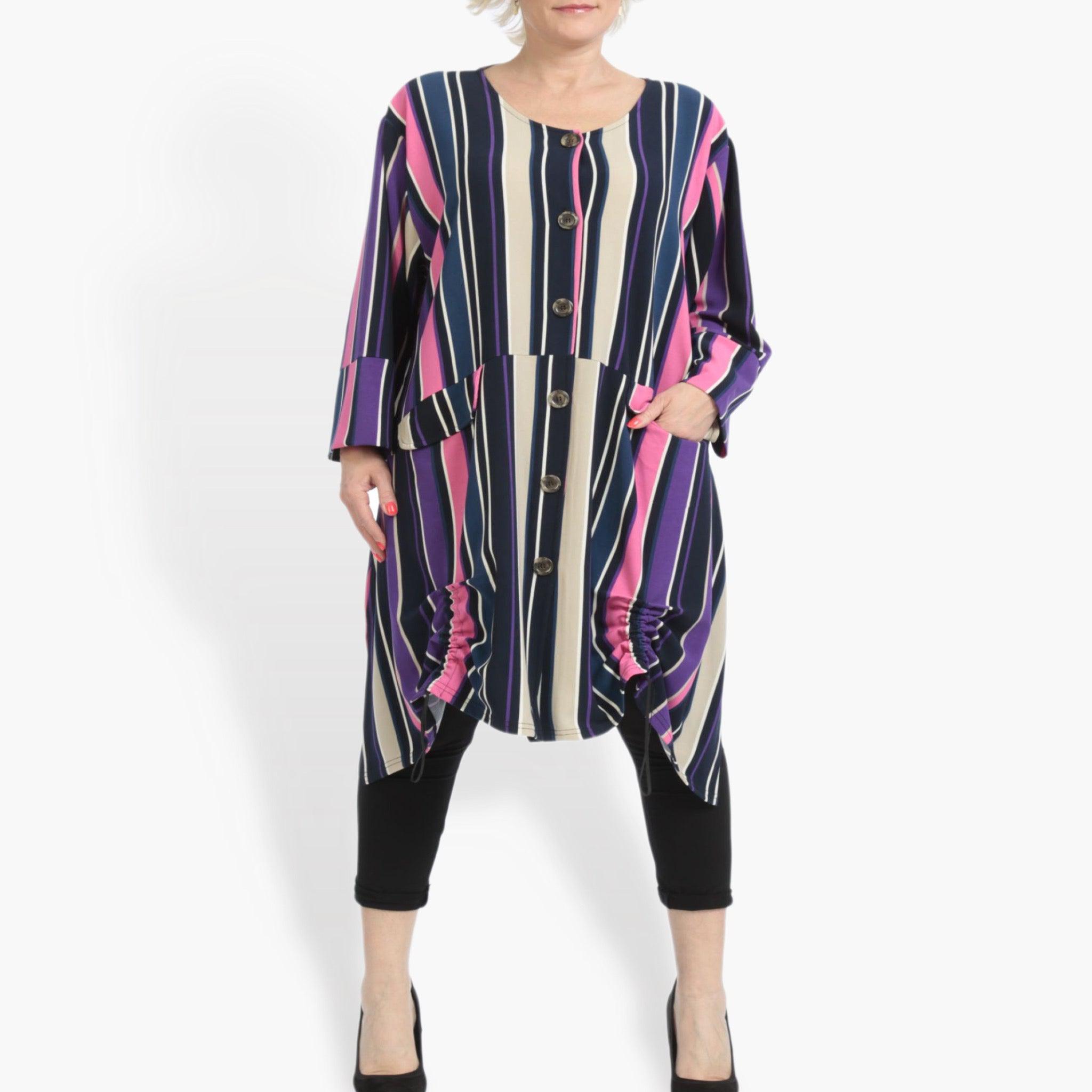  A-Form Jacke von AKH Fashion aus Materialmix, 0839.06783, Pink-Lila-Multi, Streifen