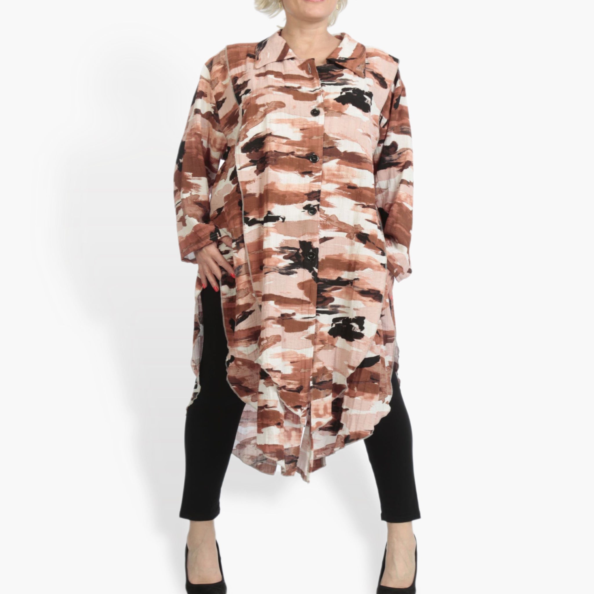  AKH Fashion Jacke in gerundeter Form, aus Rayon, 0840.02122, Terra-Multi, Kamuflage