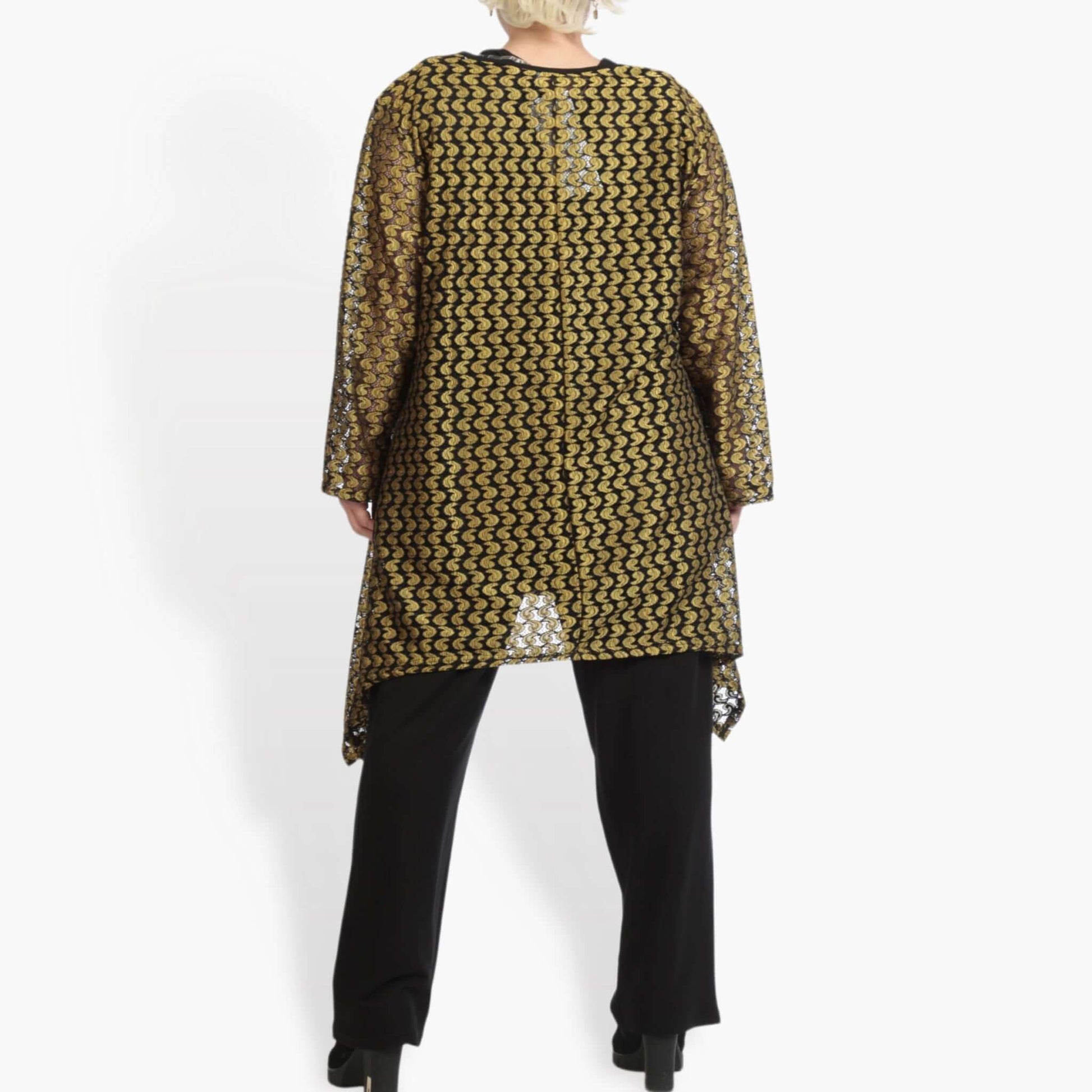  A-Form Shirt von AKH Fashion aus Viskose, 0879.06652, Schwarz-Gelb, Schick, Modern, Bequem