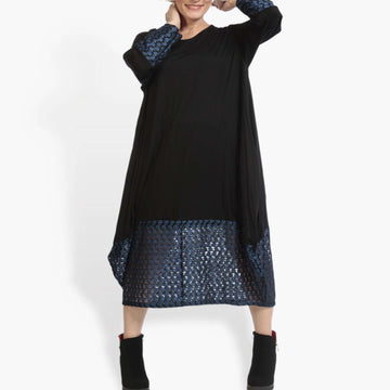  Ballonkleid von AKH Fashion aus Viskose, 0879.02691, Schwarz-Royalblau, Schick, Modern