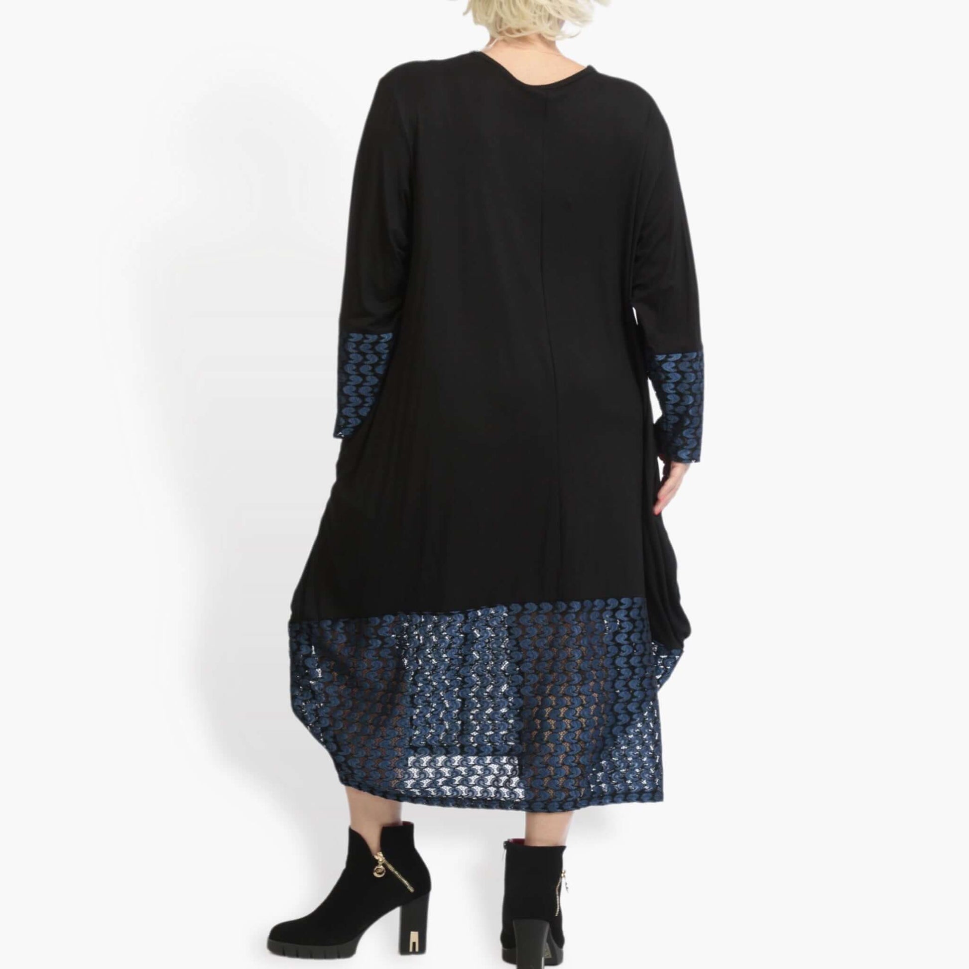  Ballonkleid von AKH Fashion aus Viskose, 0879.02691, Schwarz-Royalblau, Schick, Modern