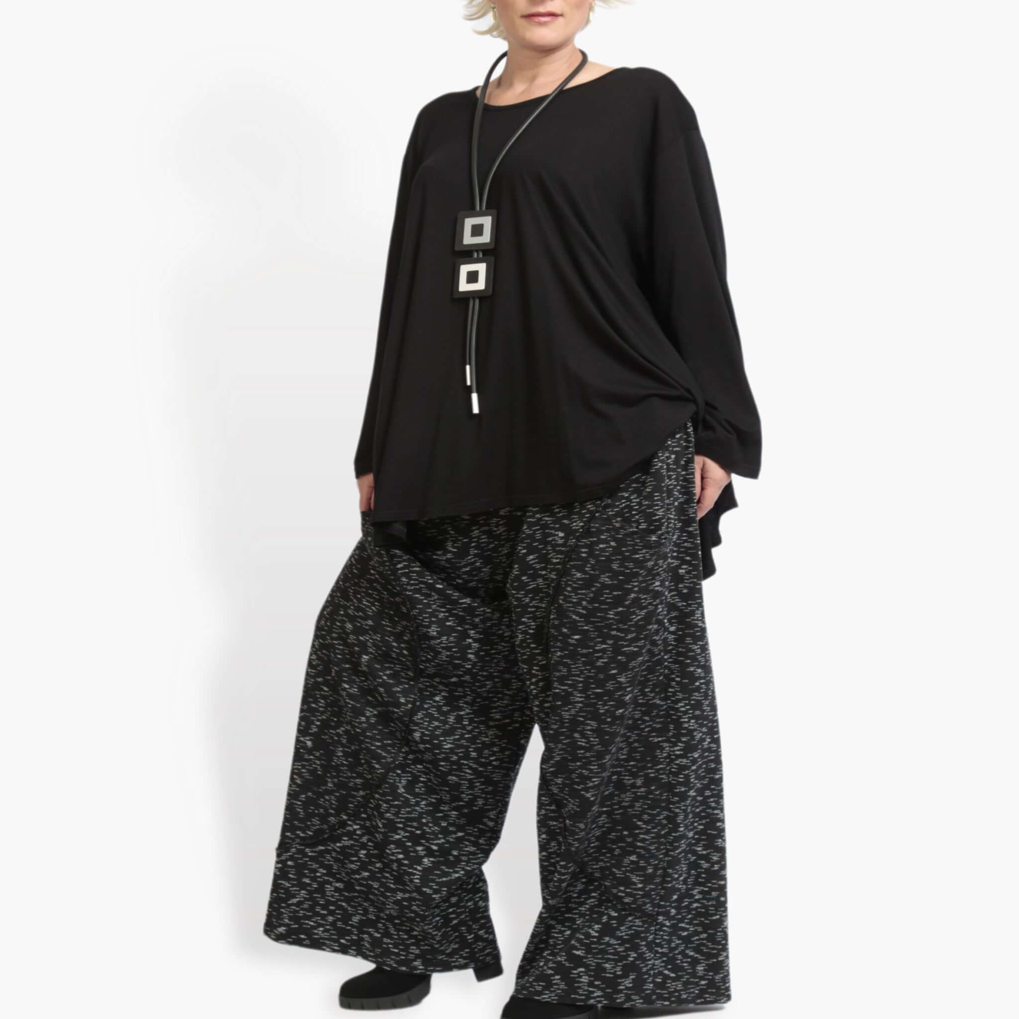  A-Form Hose von AKH Fashion aus Viskose, 0900.06748, Schwarz-Weiß, Meliert, Schick