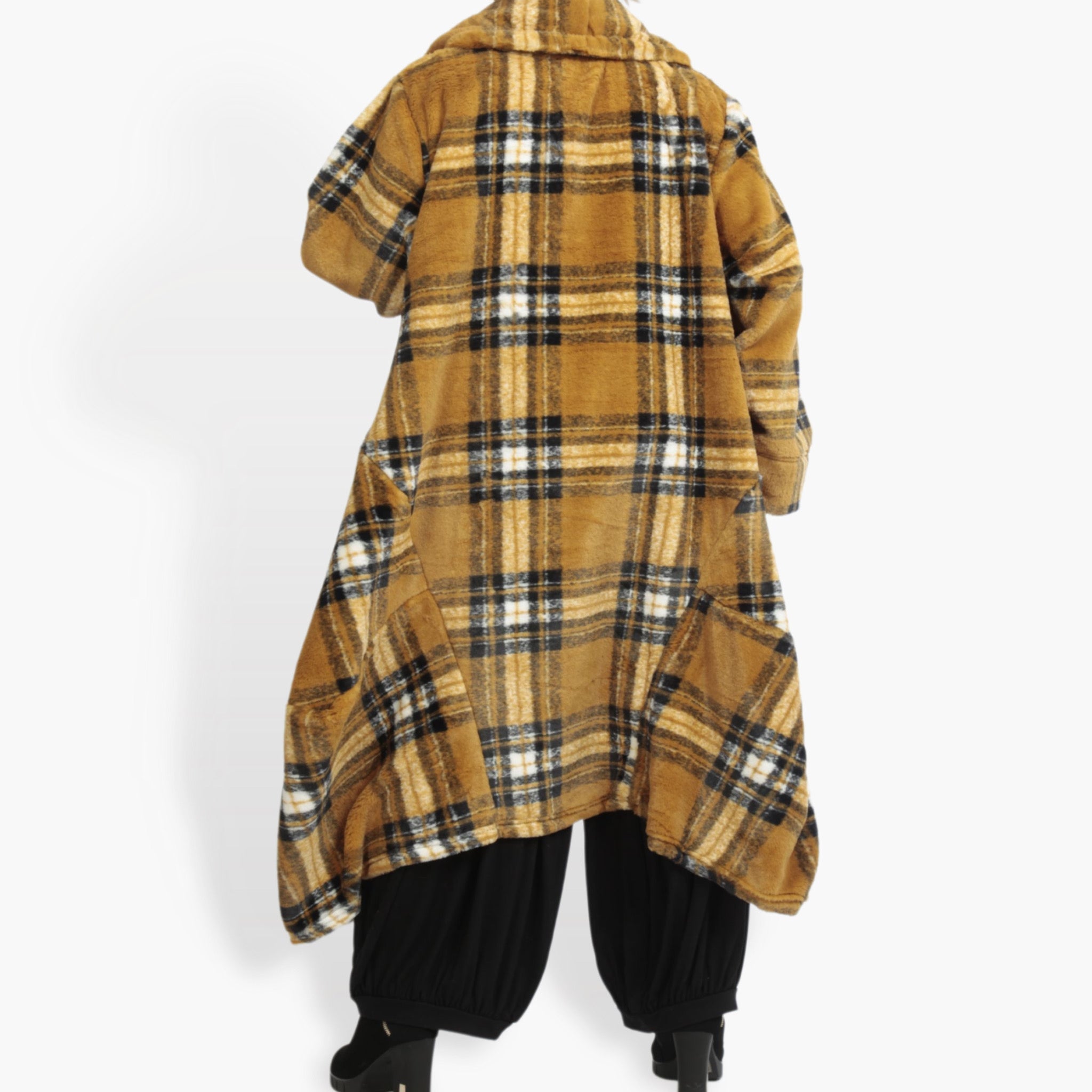  Ballonmantel von AKH Fashion aus Materialmix, 0927.03023, Senf-Multi, Kariert, Schick