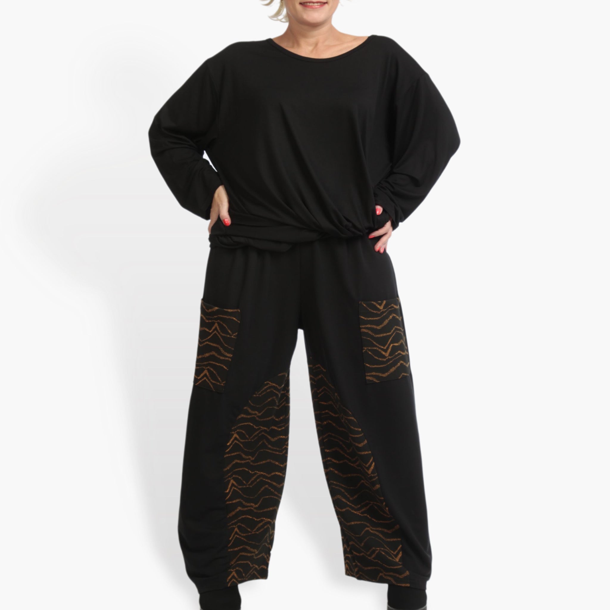 Hose von AKH Fashion aus Viskose in gerader Form, ausgefallene Lagenlook Mode