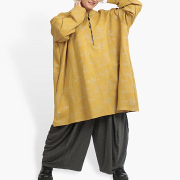  Bigshirt von AKH Fashion aus Viskose in kastiger Form, 0942.06818, Senf, Unifarben, Schick